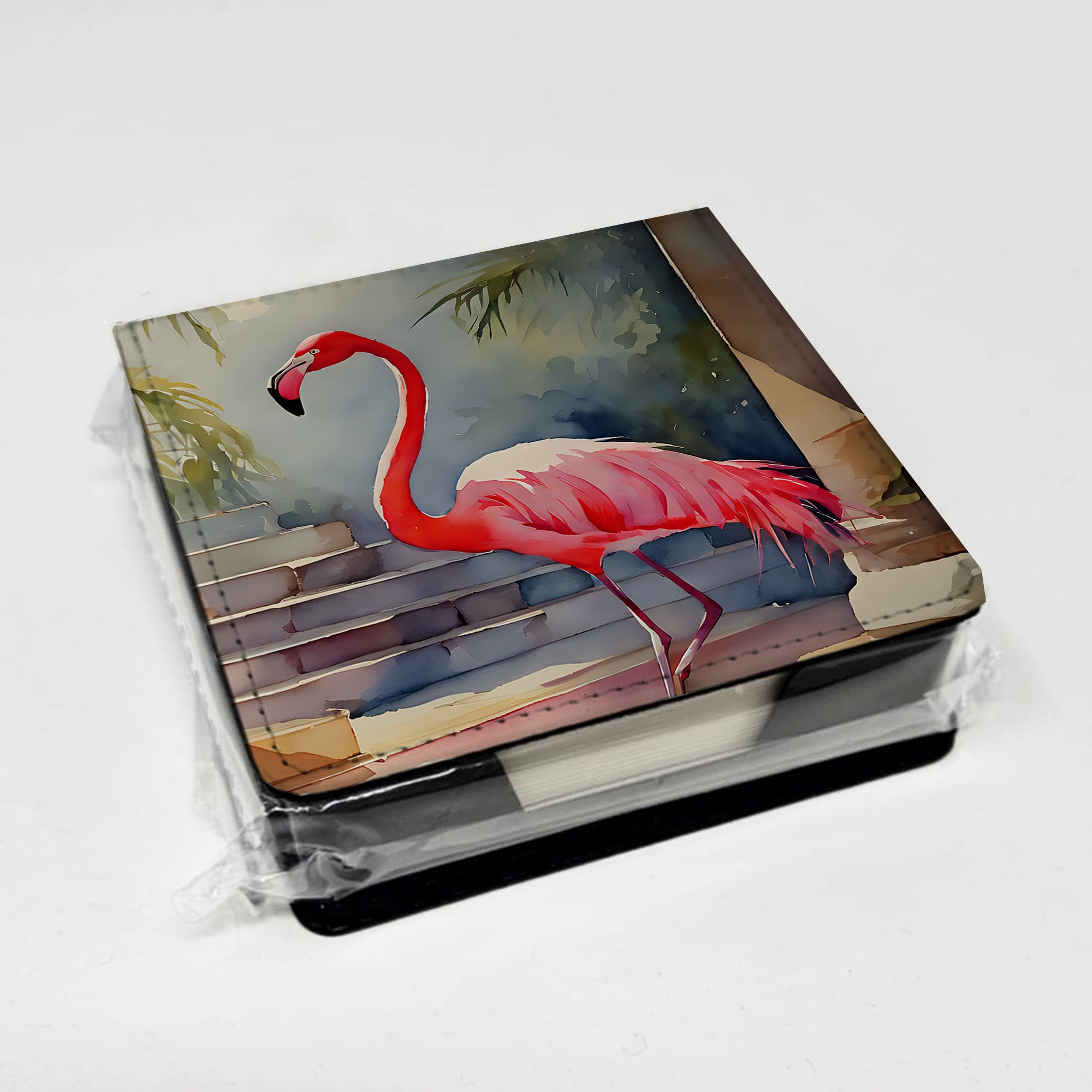 Caroline's Treasures Flamingo PU Leather Note Paper Holder