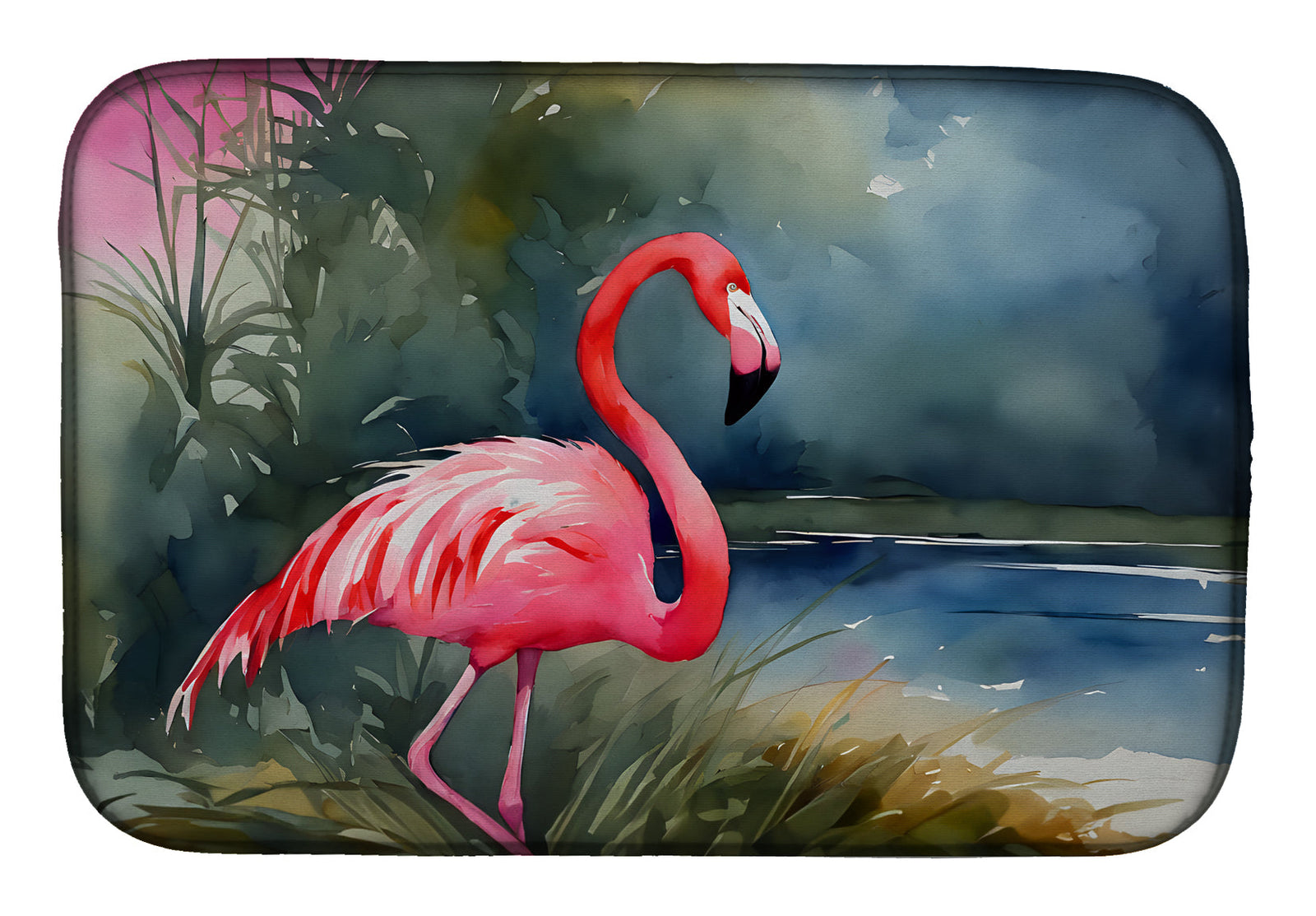 Caroline's Treasures Flamingo Dish Drying Mat