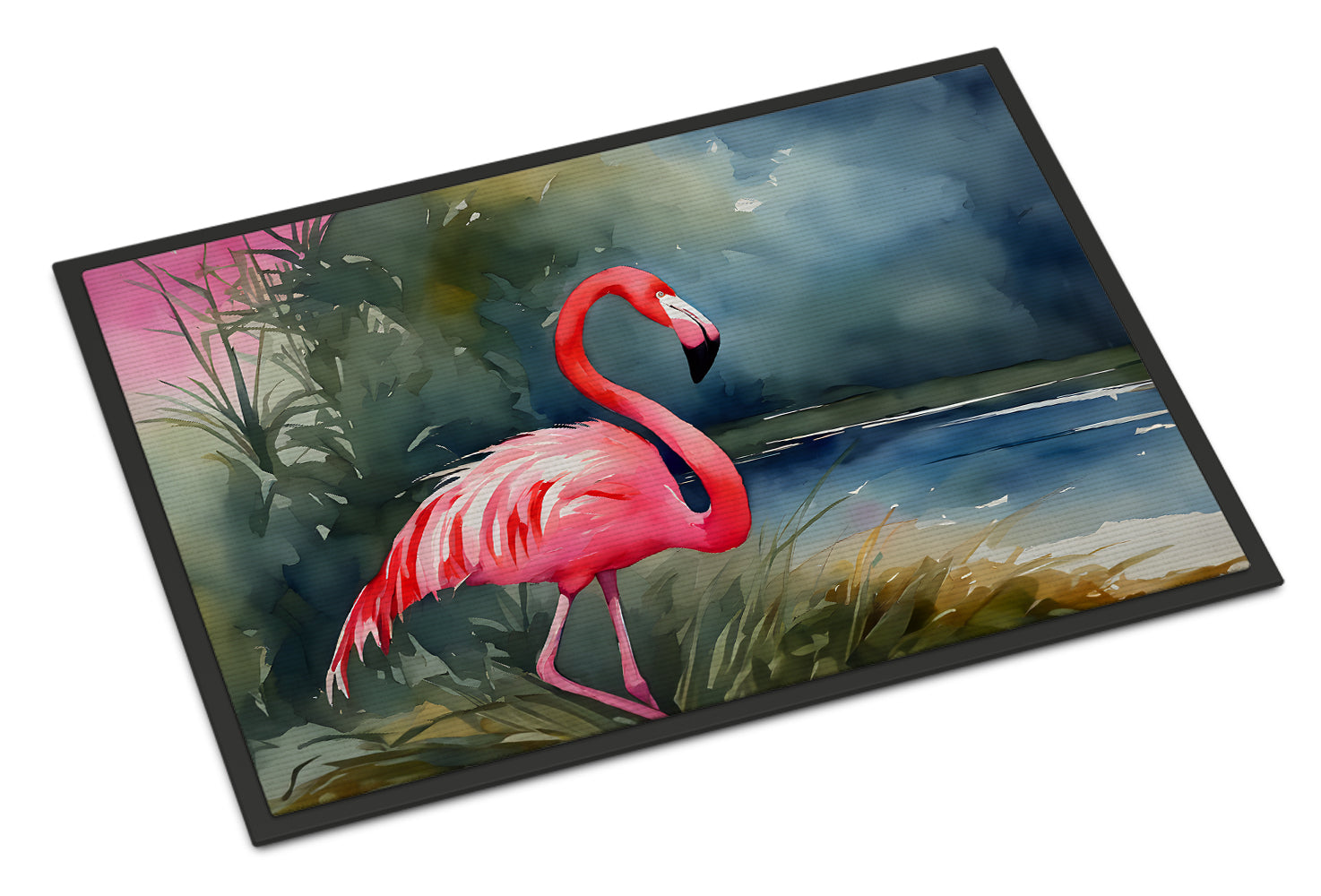 Caroline's Treasures Flamingo Doormat Front Door Mat Indoor Outdoor Rugs for Entryway, Non Slip Washable Low Pile, 18H X 27W