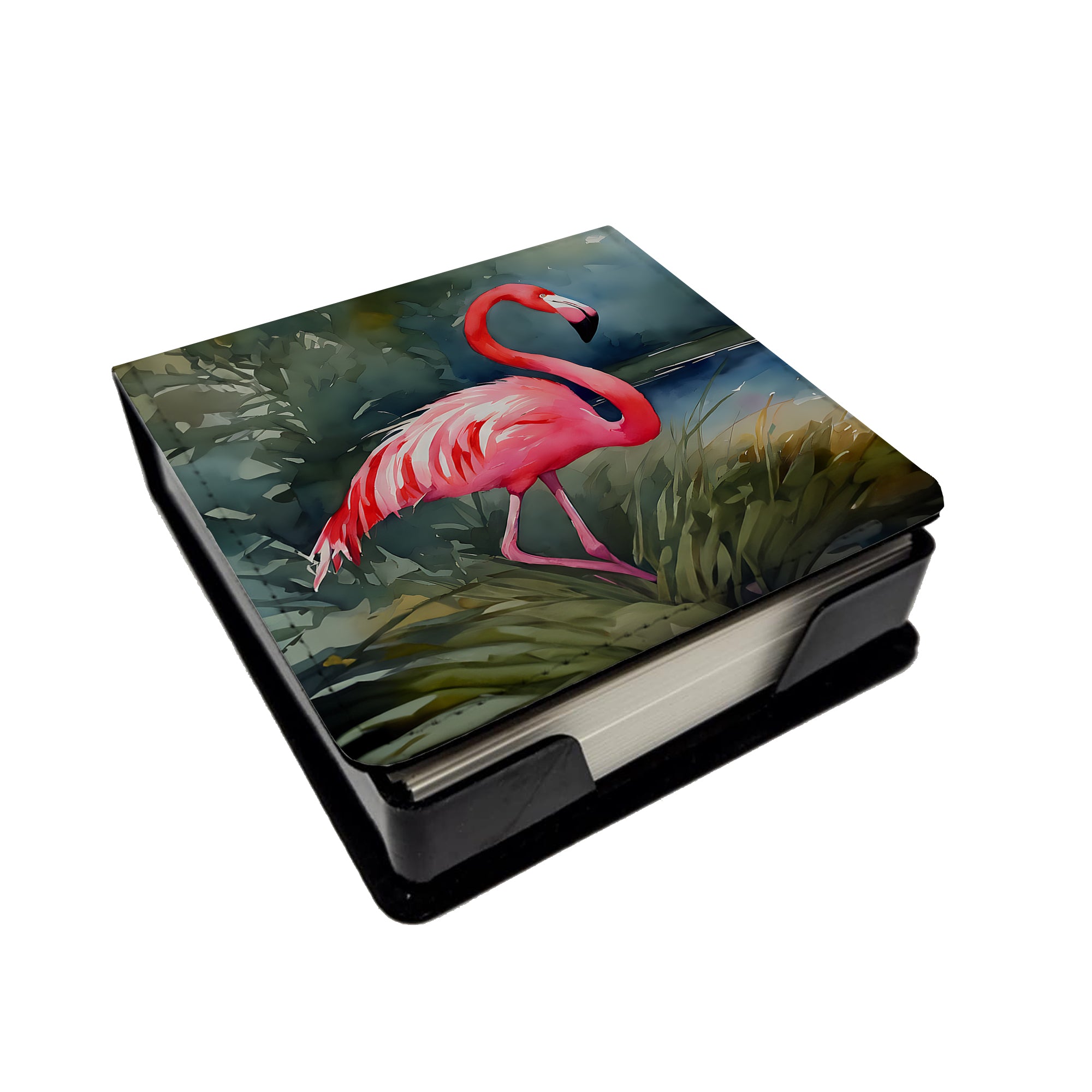 Caroline's Treasures Flamingo PU Leather Note Paper Holder