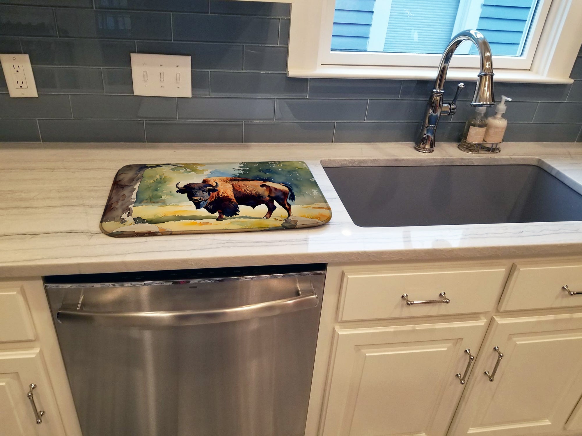 Caroline's Treasures American Bison Dish Drying Mat