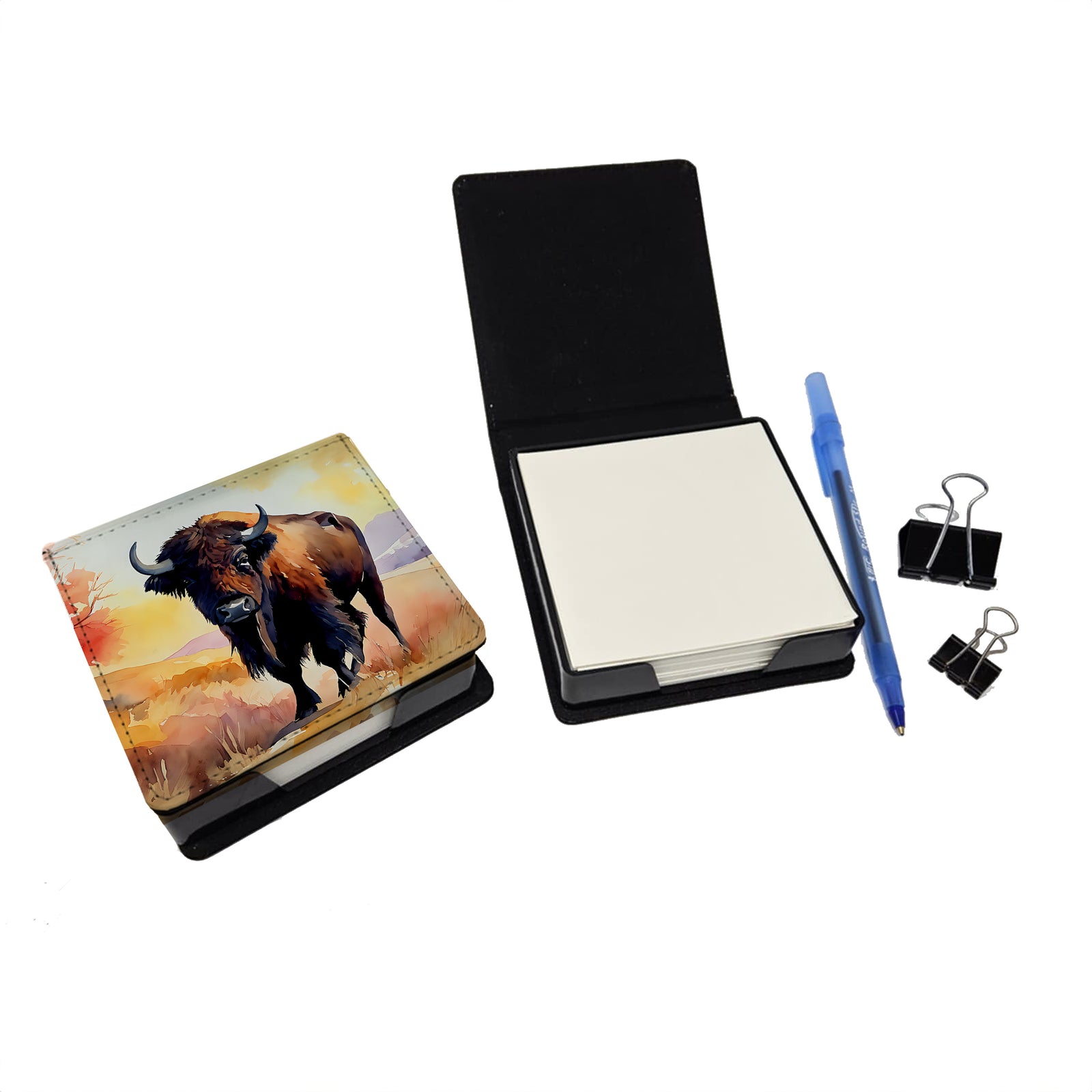 Caroline's Treasures American Bison PU Leather Note Paper Holder