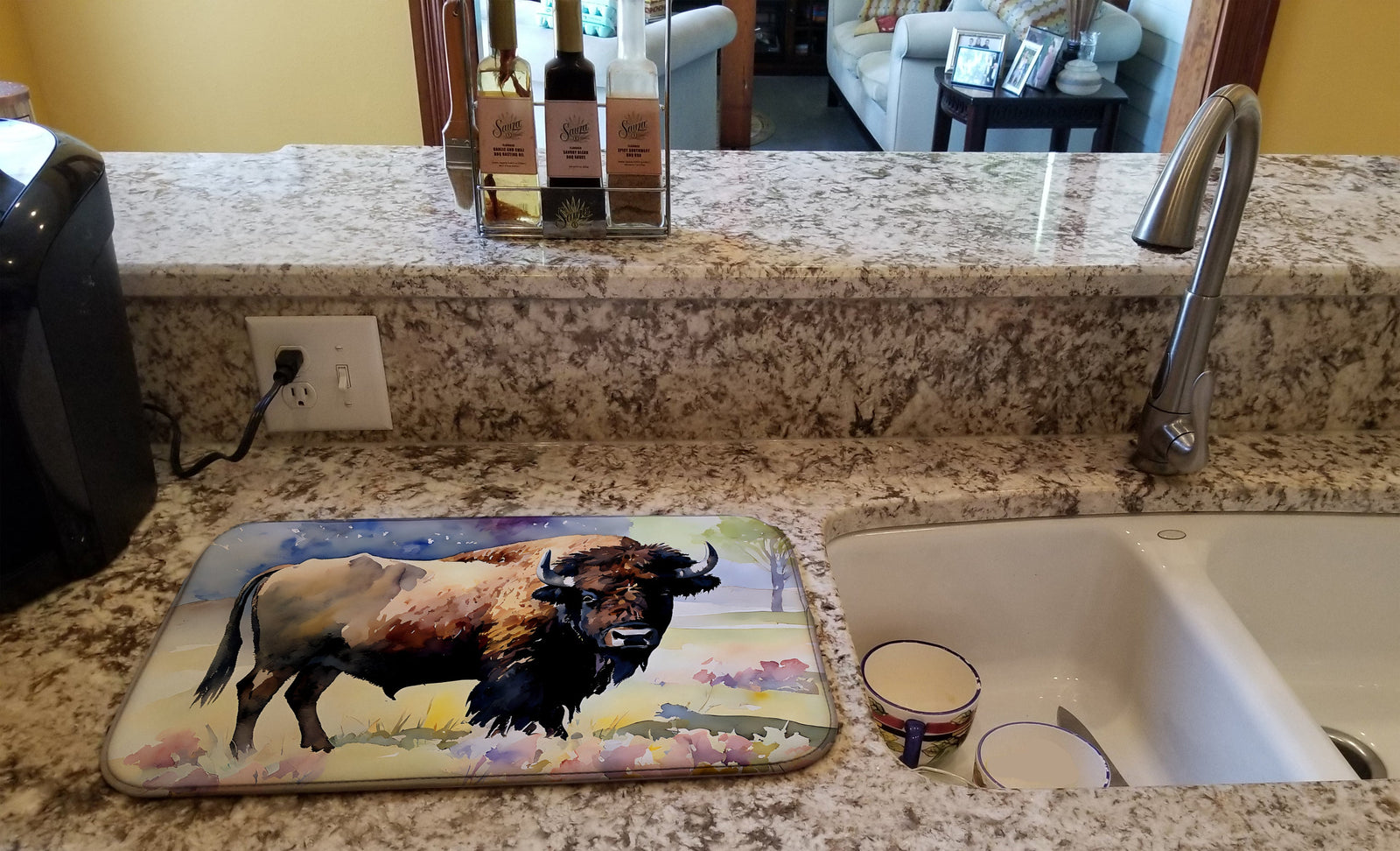 Caroline's Treasures American Bison Dish Drying Mat