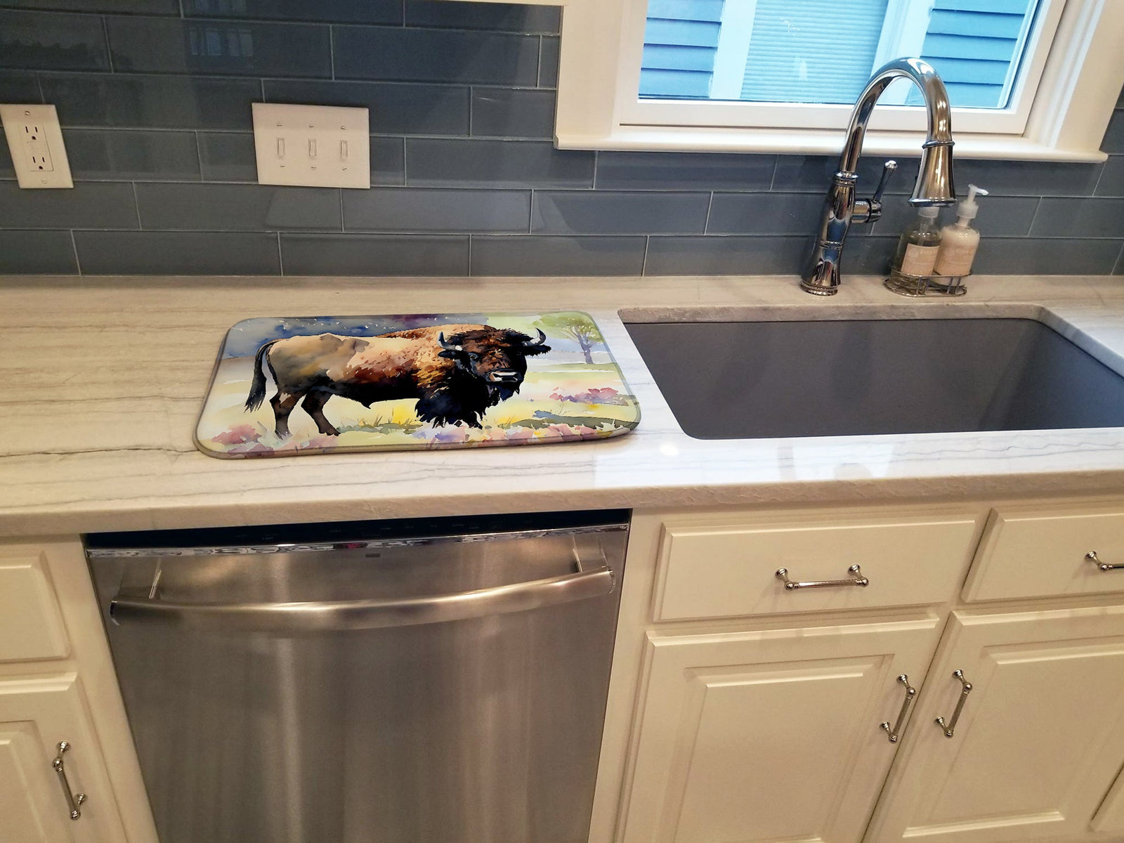 Caroline's Treasures American Bison Dish Drying Mat