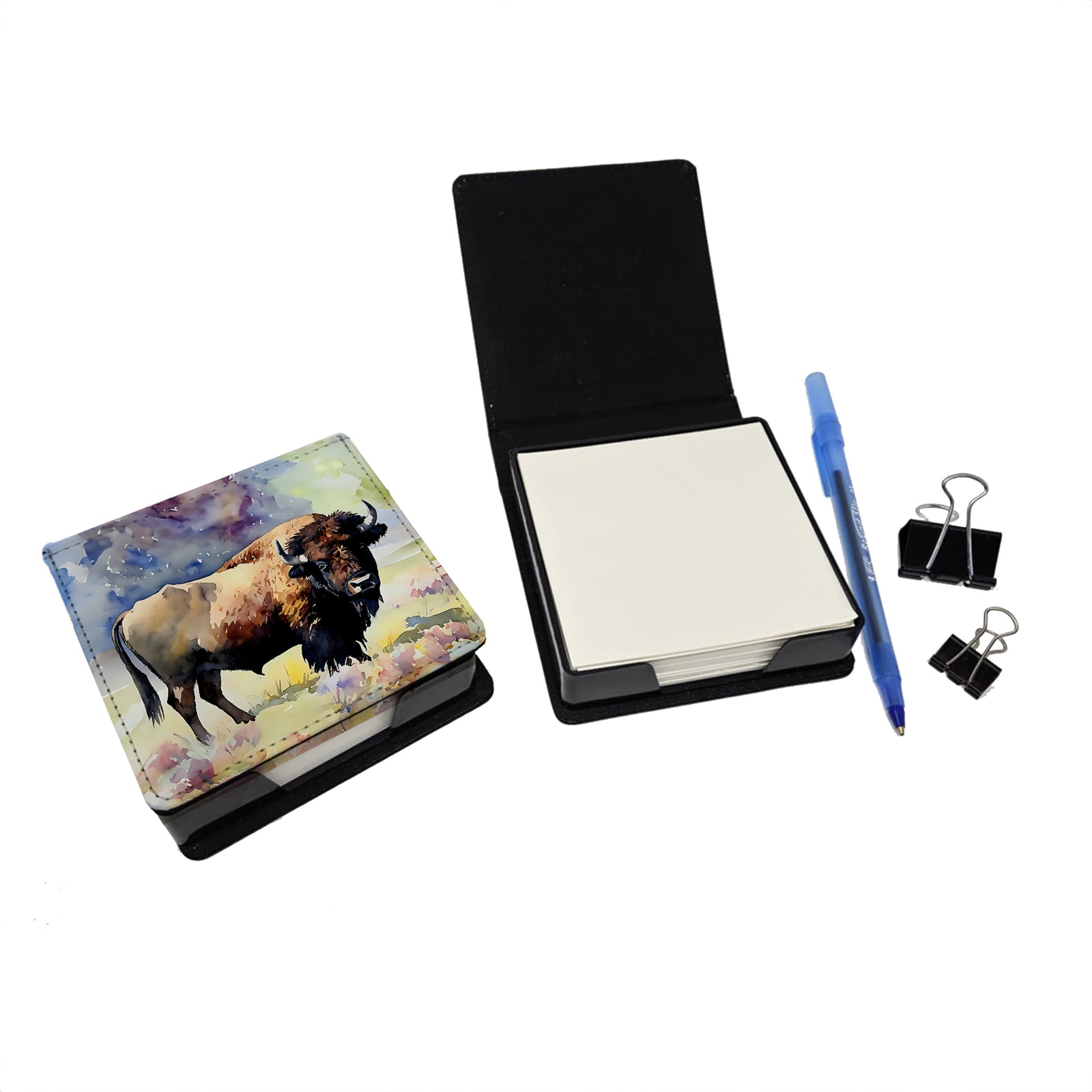 Caroline's Treasures American Bison PU Leather Note Paper Holder