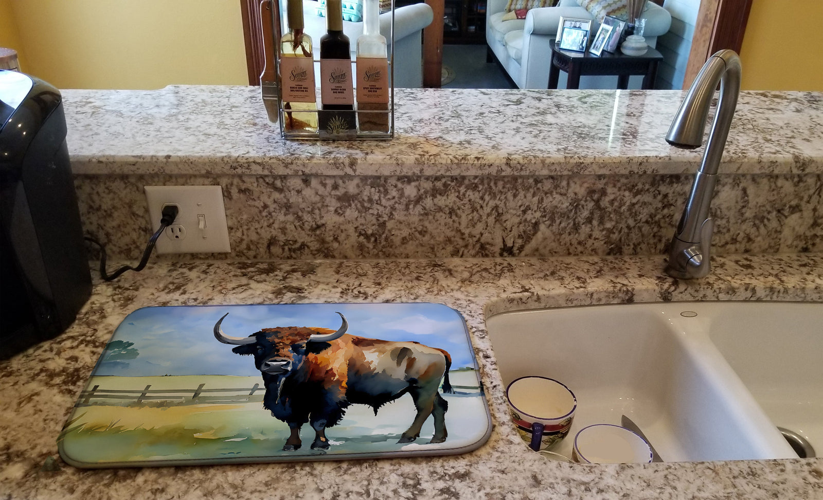 Caroline's Treasures American Bison Dish Drying Mat