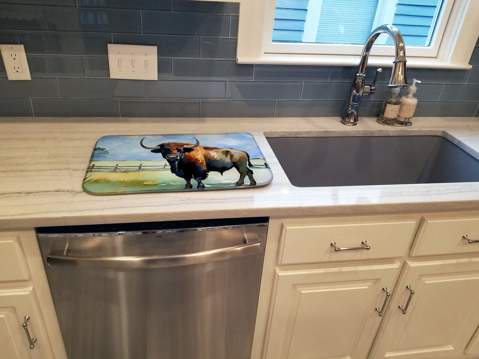 Caroline's Treasures American Bison Dish Drying Mat