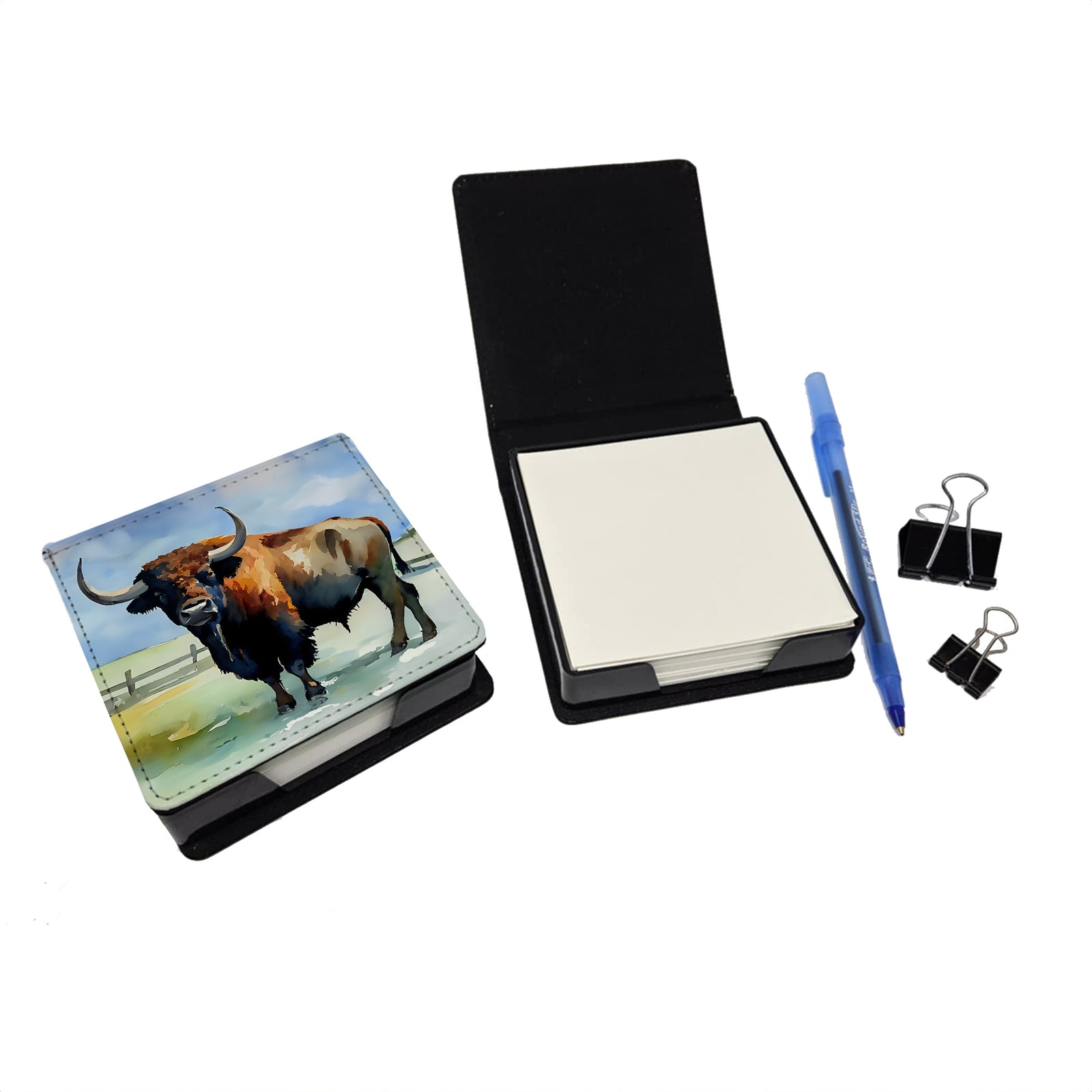 Caroline's Treasures American Bison PU Leather Note Paper Holder