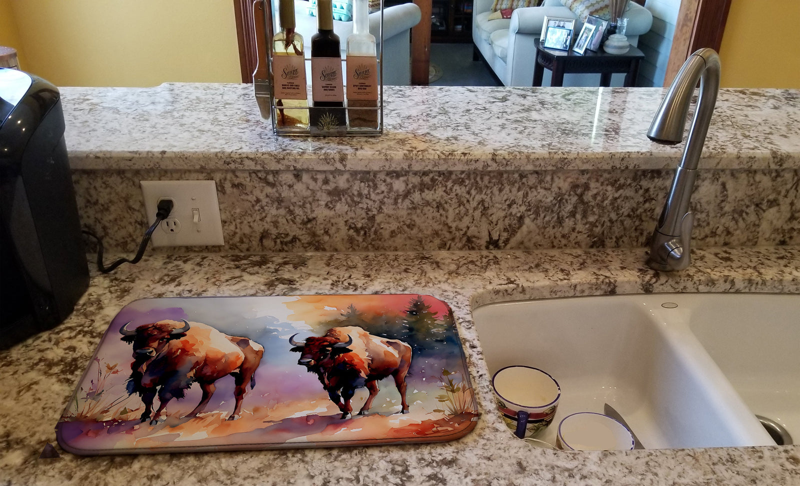 Caroline's Treasures Buffalo Dish Drying Mat