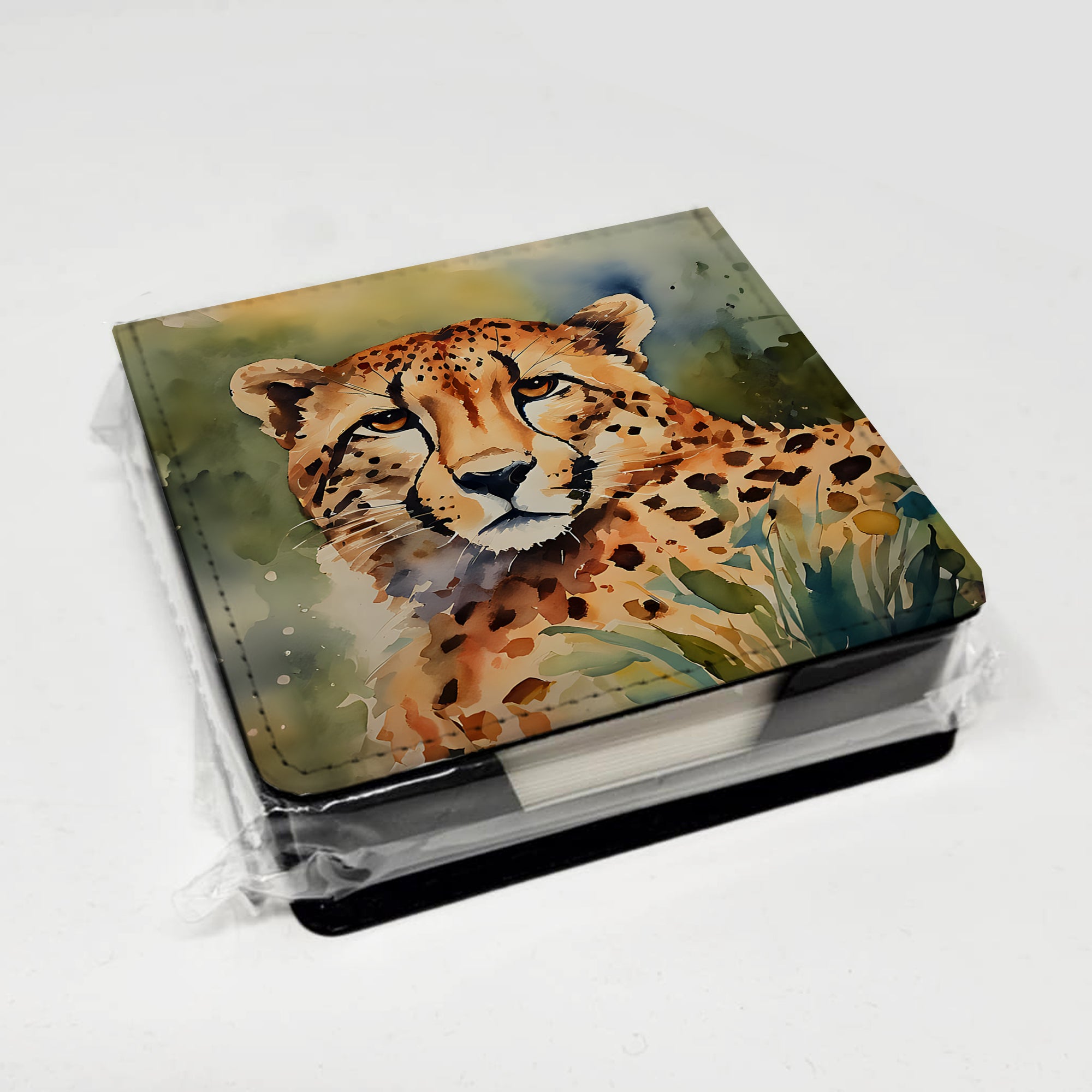 Caroline's Treasures Cheetah PU Leather Note Paper Holder