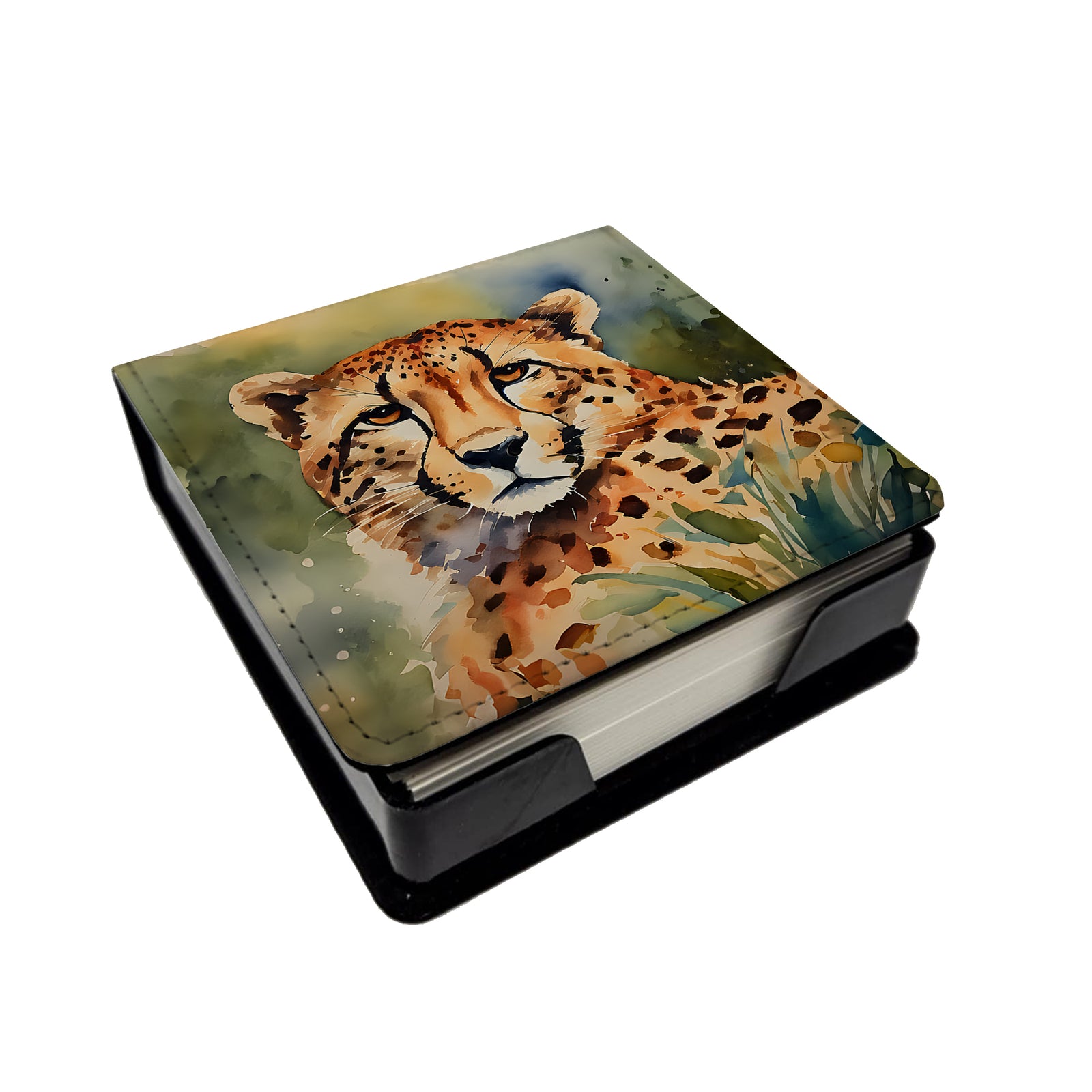 Caroline's Treasures Cheetah PU Leather Note Paper Holder