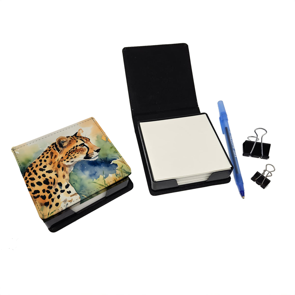 Caroline's Treasures Cheetah PU Leather Note Paper Holder