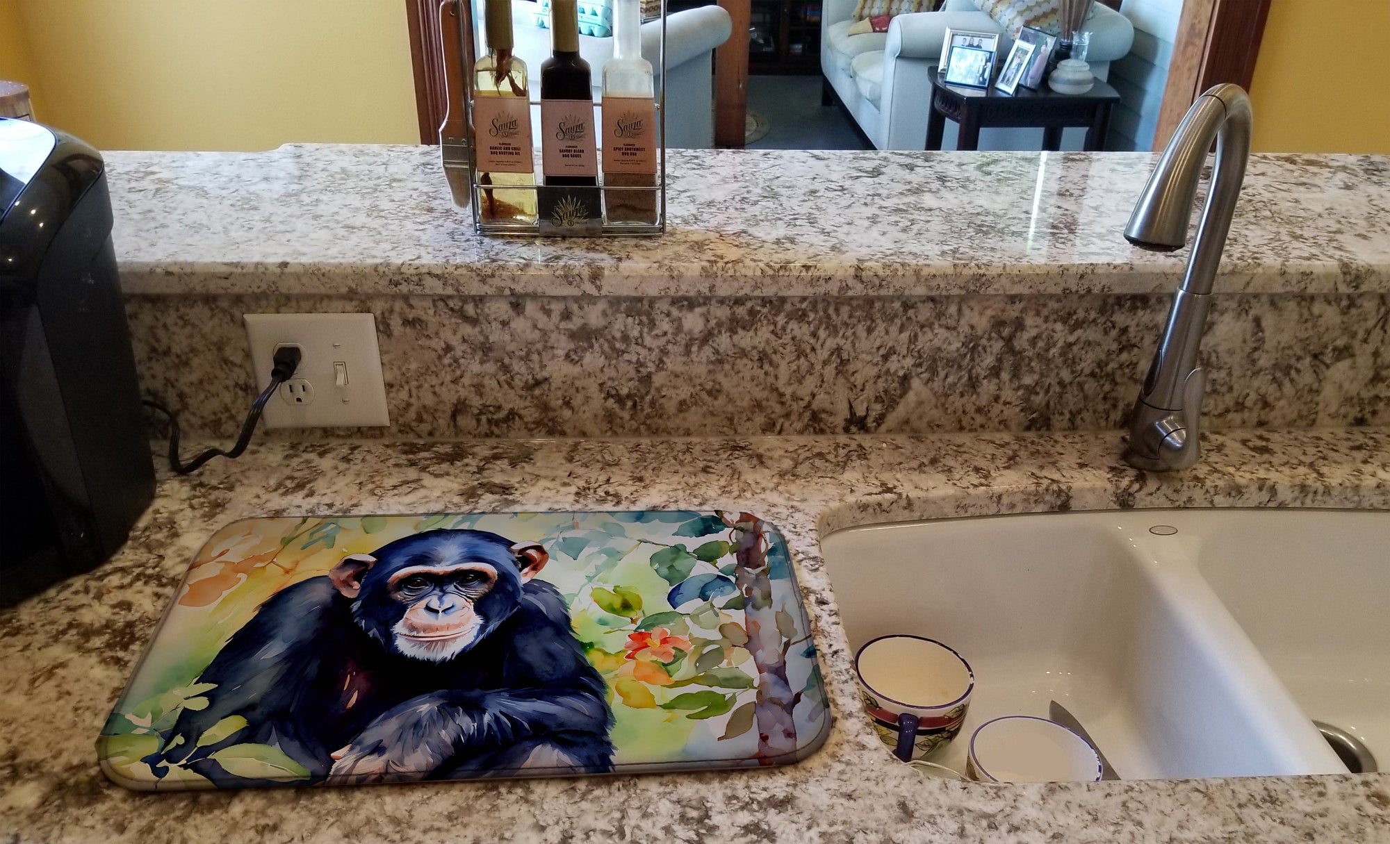 Caroline's Treasures Chimpanzee Dish Drying Mat