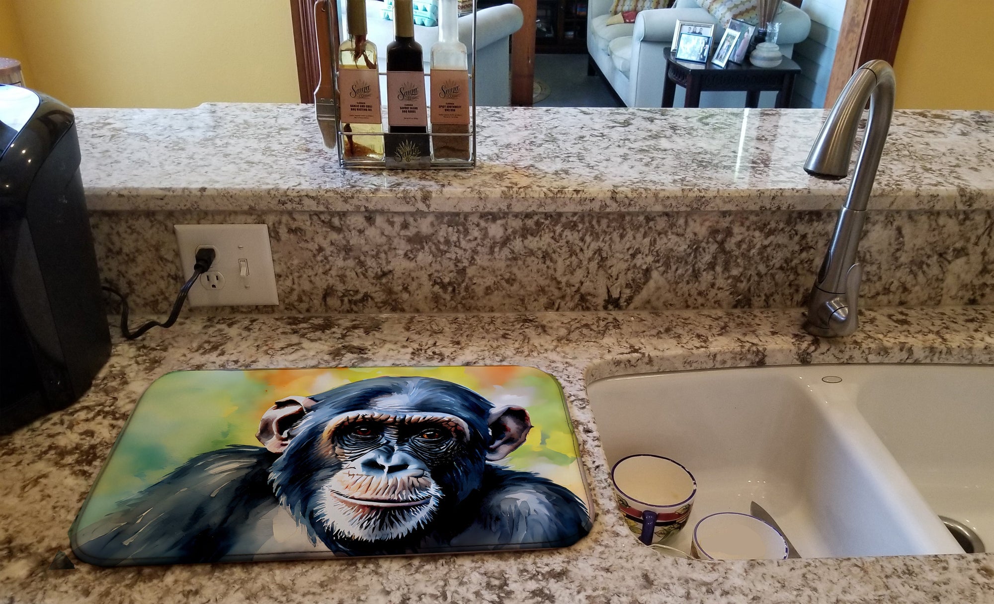 Caroline's Treasures Chimpanzee Dish Drying Mat