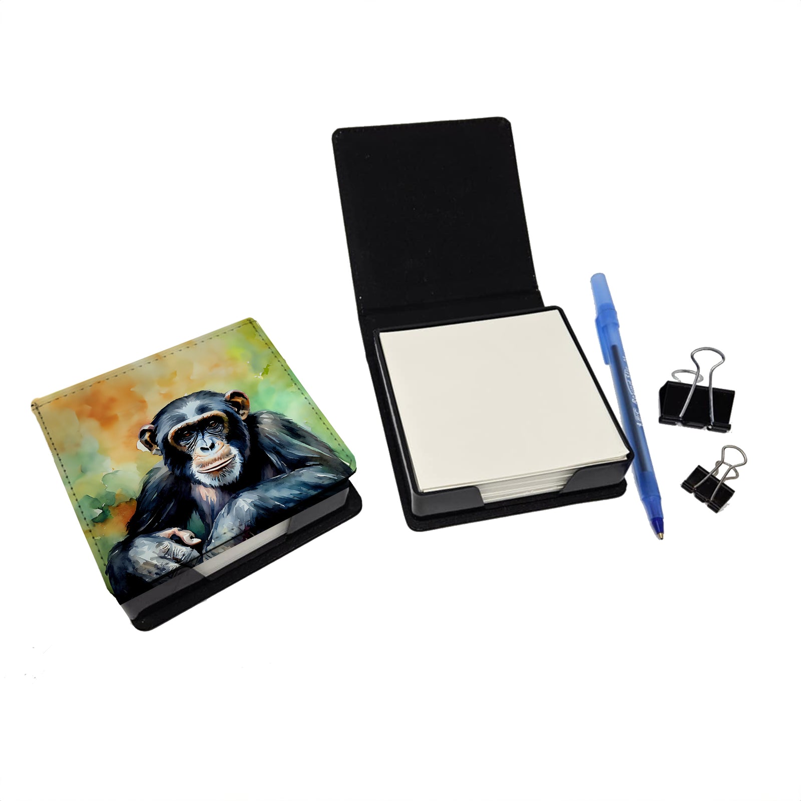 Caroline's Treasures Chimpanzee PU Leather Note Paper Holder