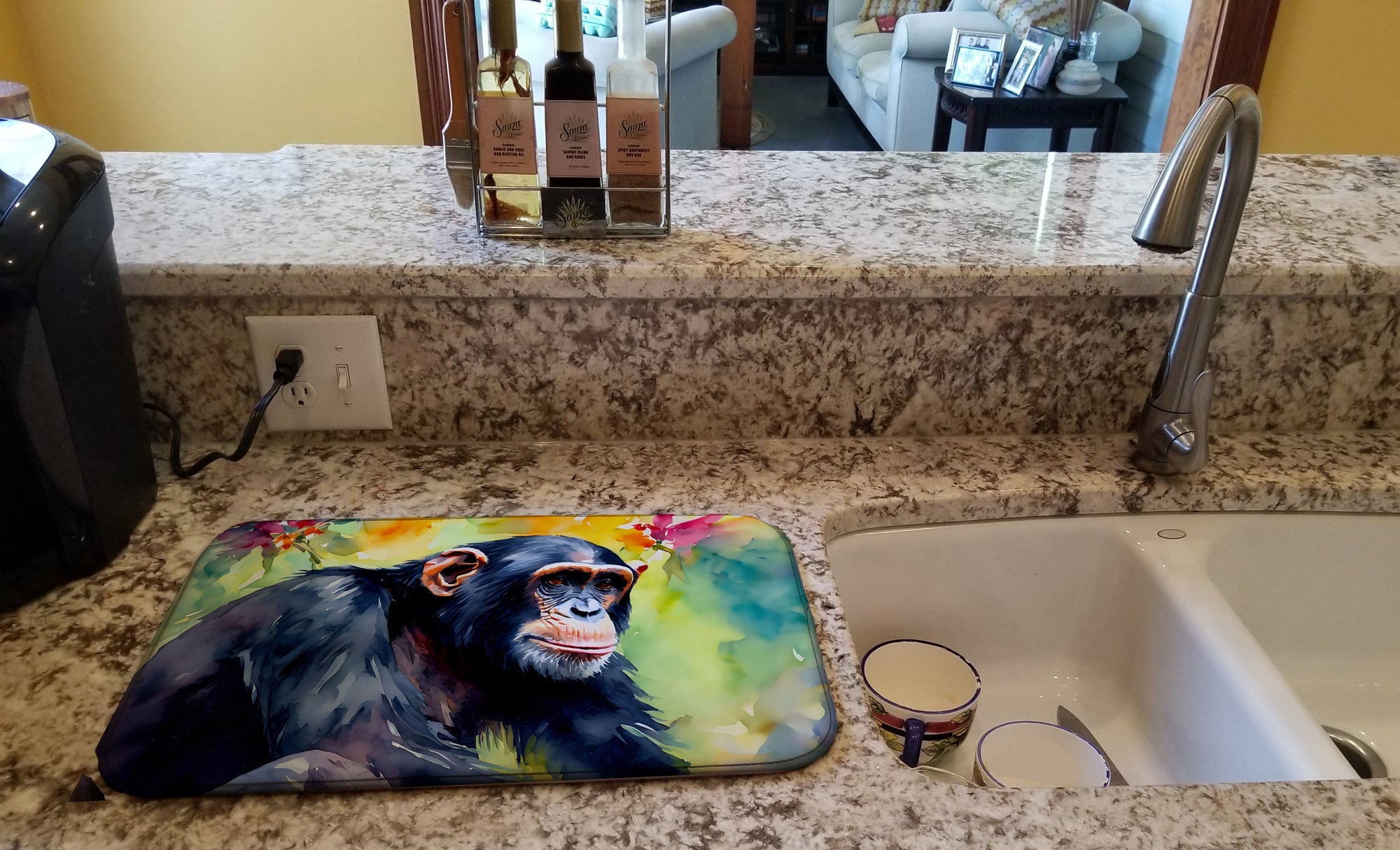 Caroline's Treasures Chimpanzee Dish Drying Mat