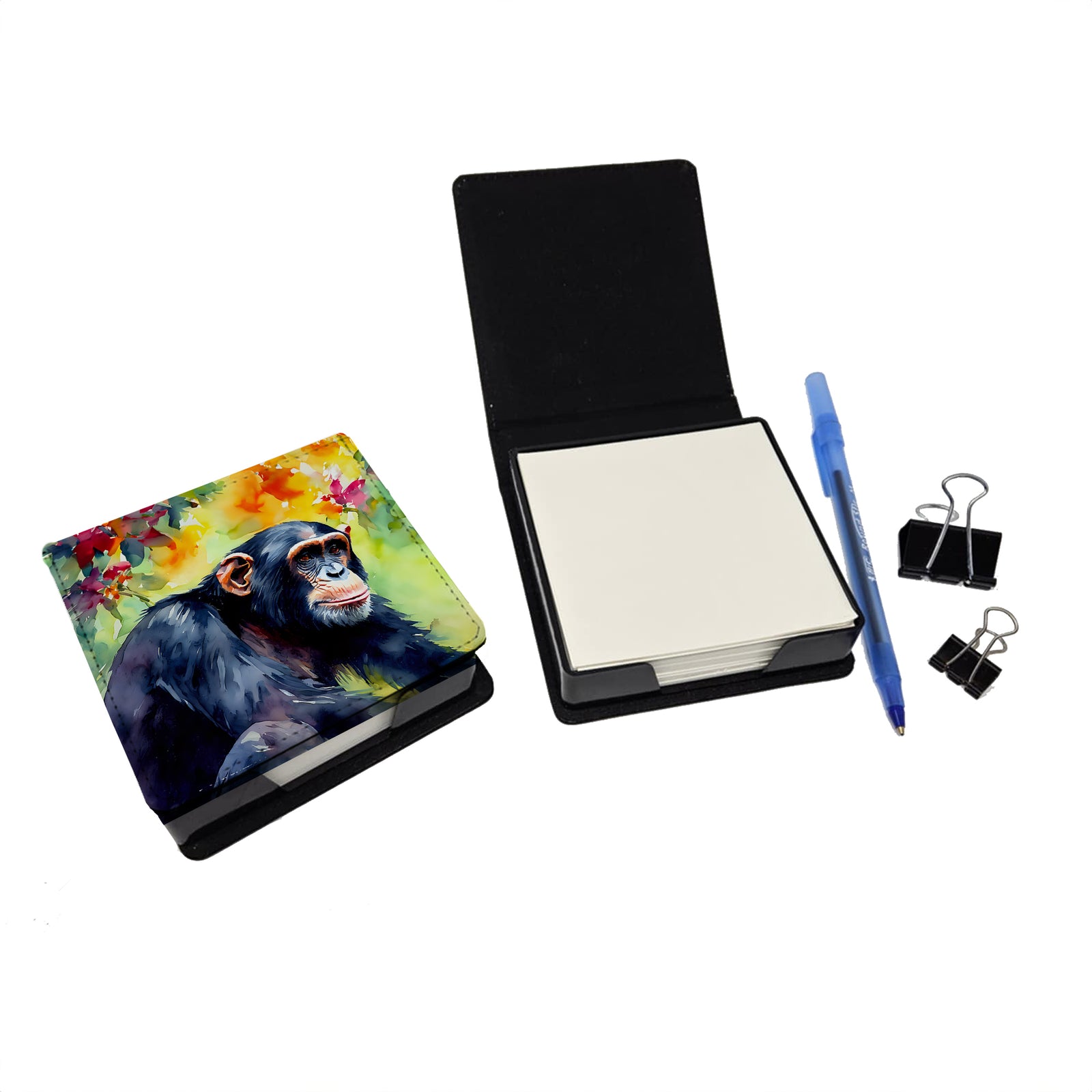 Caroline's Treasures Chimpanzee PU Leather Note Paper Holder