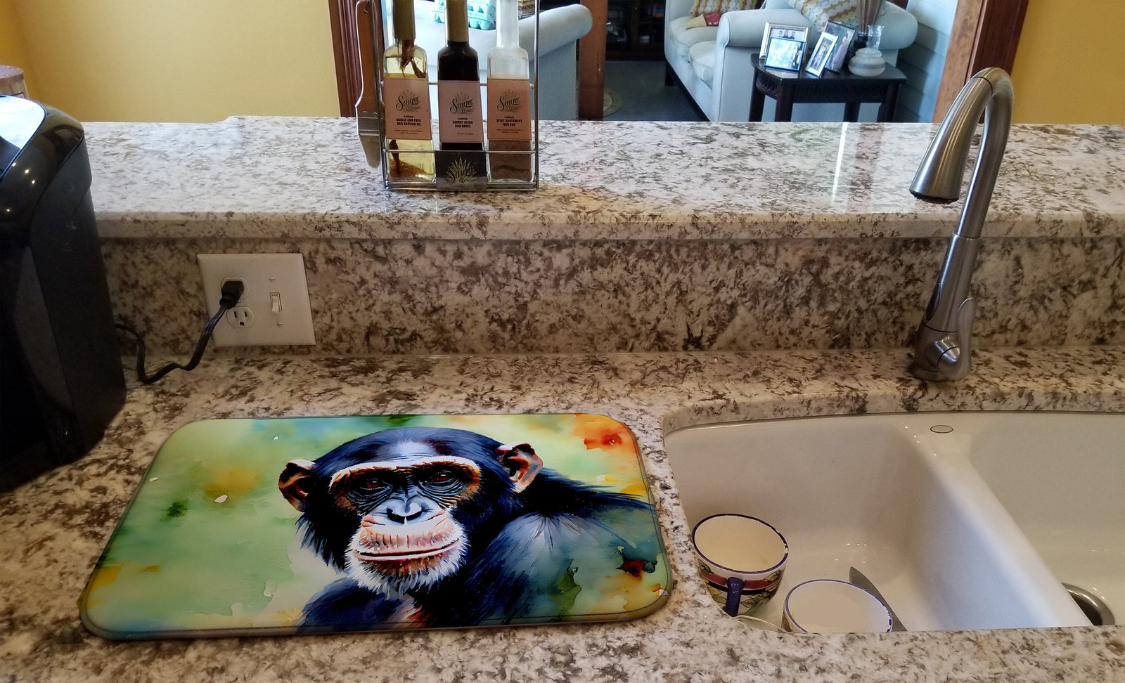 Caroline's Treasures Chimpanzee Dish Drying Mat