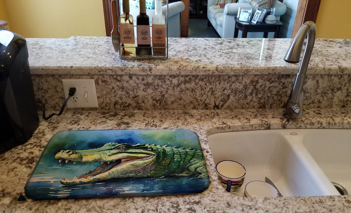 Caroline's Treasures Crocodile Dish Drying Mat