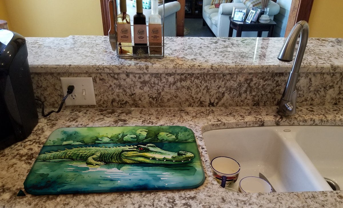Caroline's Treasures Crocodile Dish Drying Mat