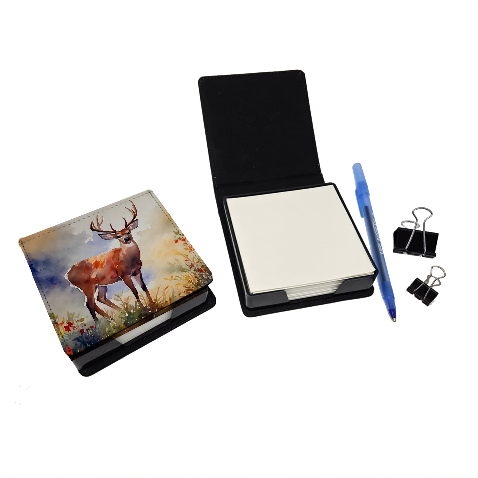 Caroline's Treasures Deer PU Leather Note Paper Holder