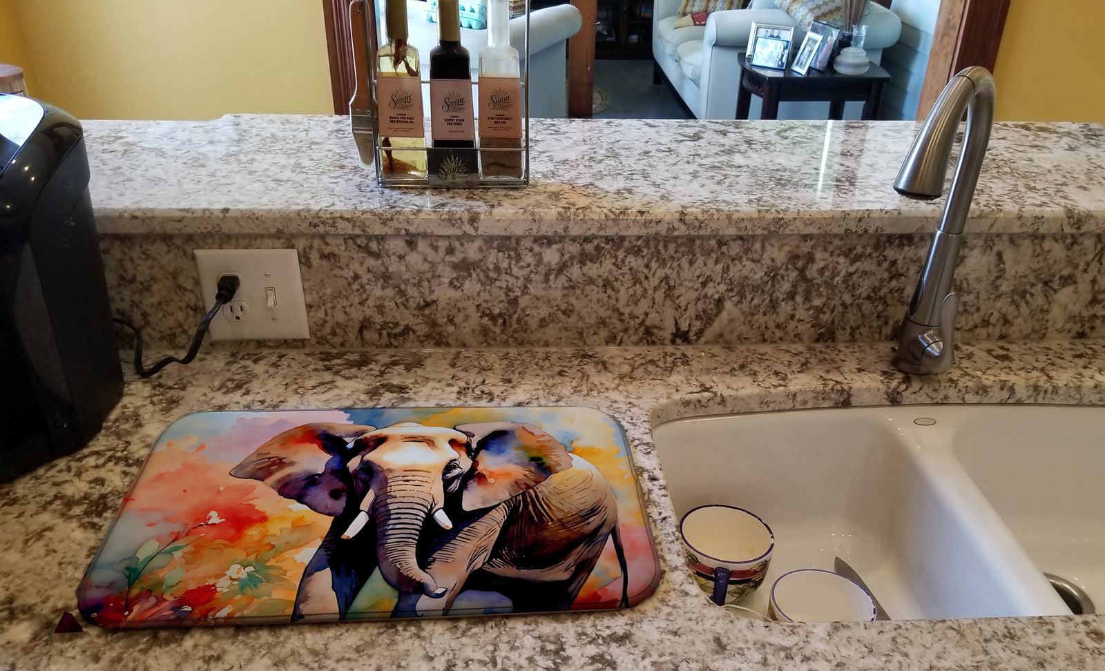 Caroline's Treasures Elephant Dish Drying Mat