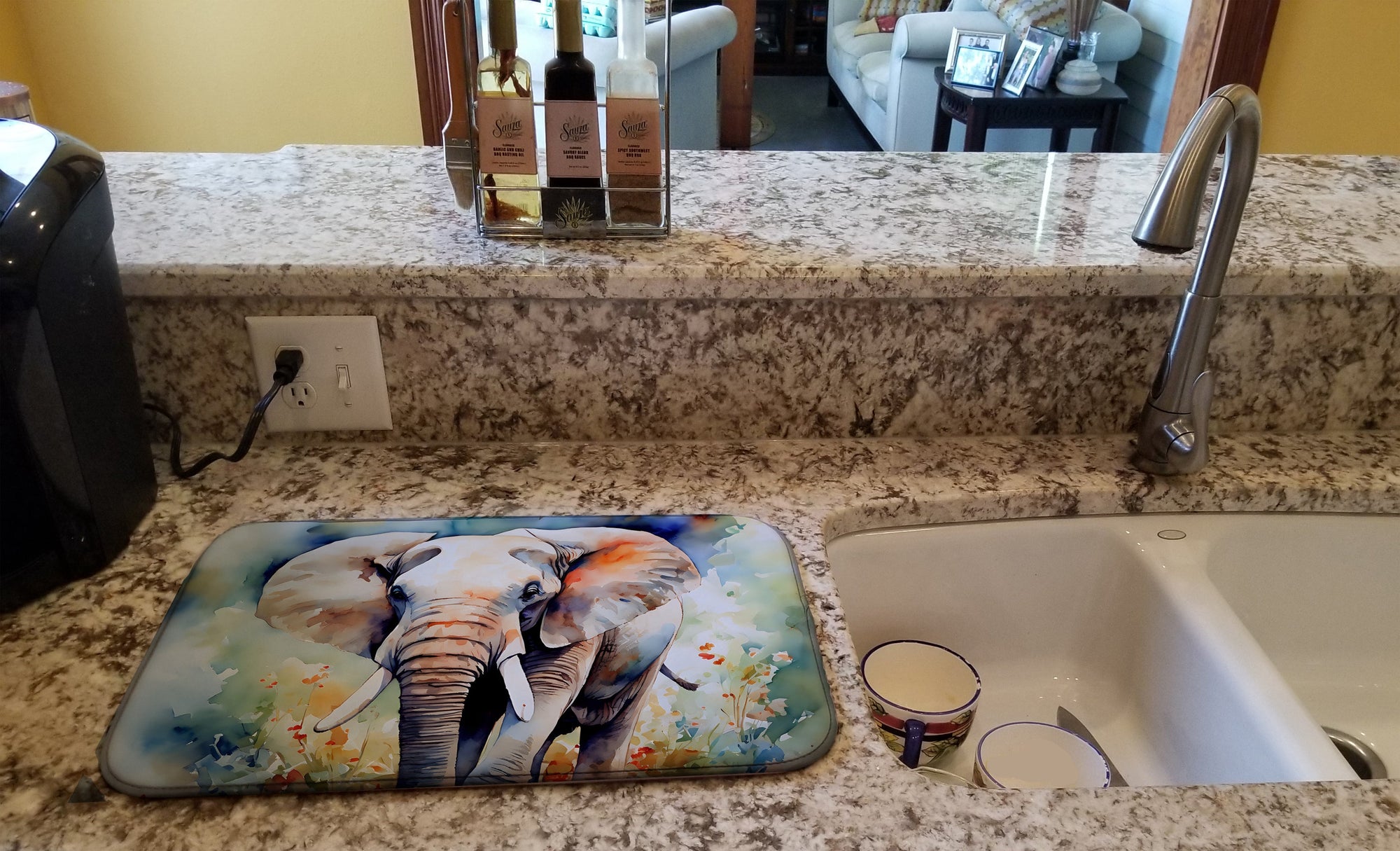 Caroline's Treasures Elephant Dish Drying Mat