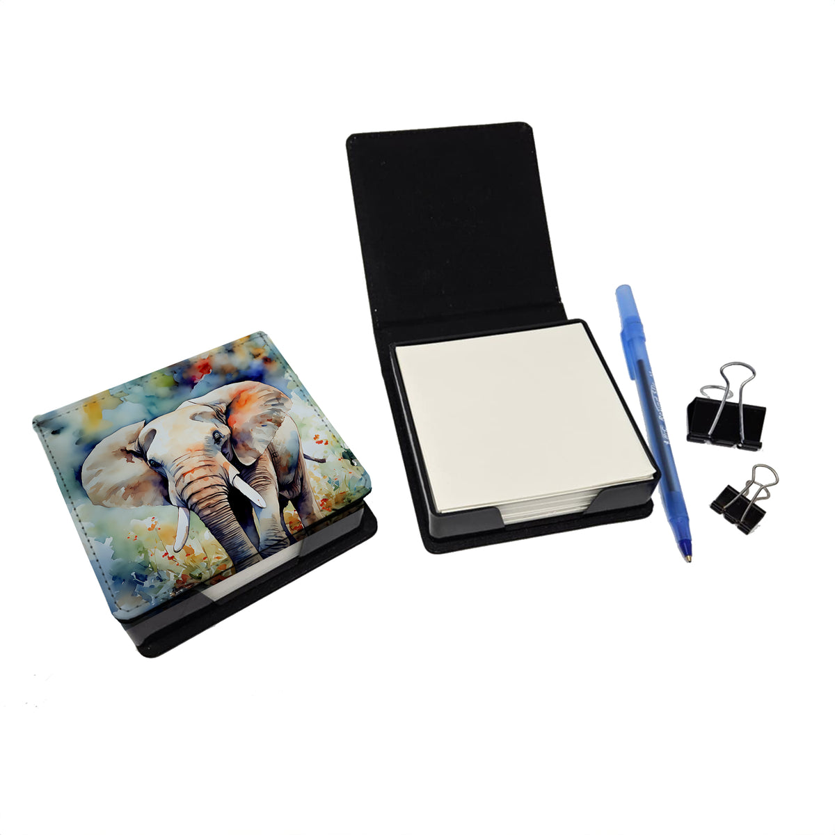 Caroline's Treasures Elephant PU Leather Note Paper Holder
