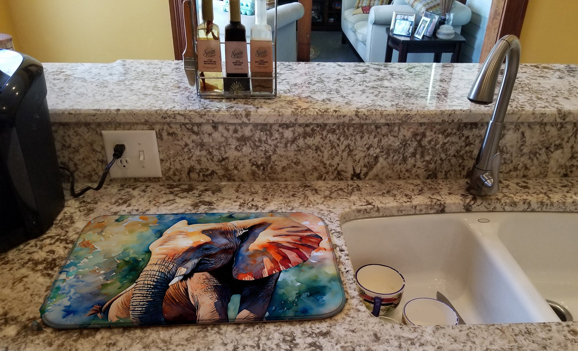 Caroline's Treasures Elephant Dish Drying Mat