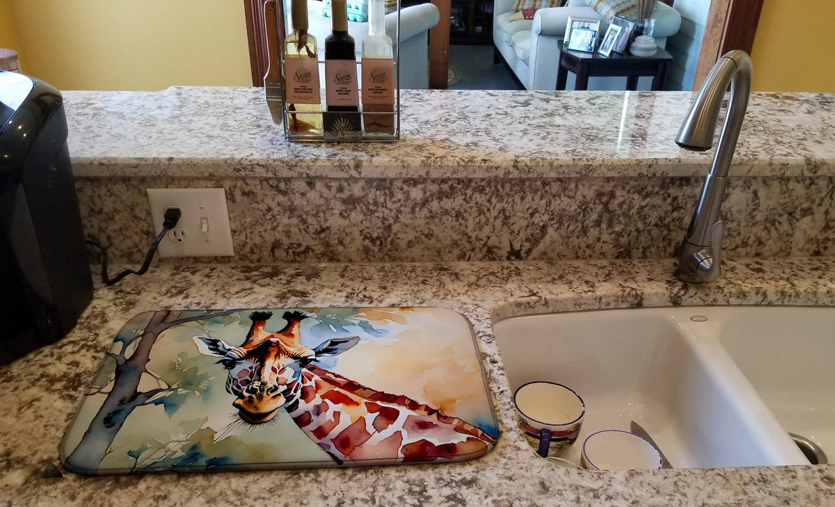 Caroline's Treasures Giraffe Dish Drying Mat