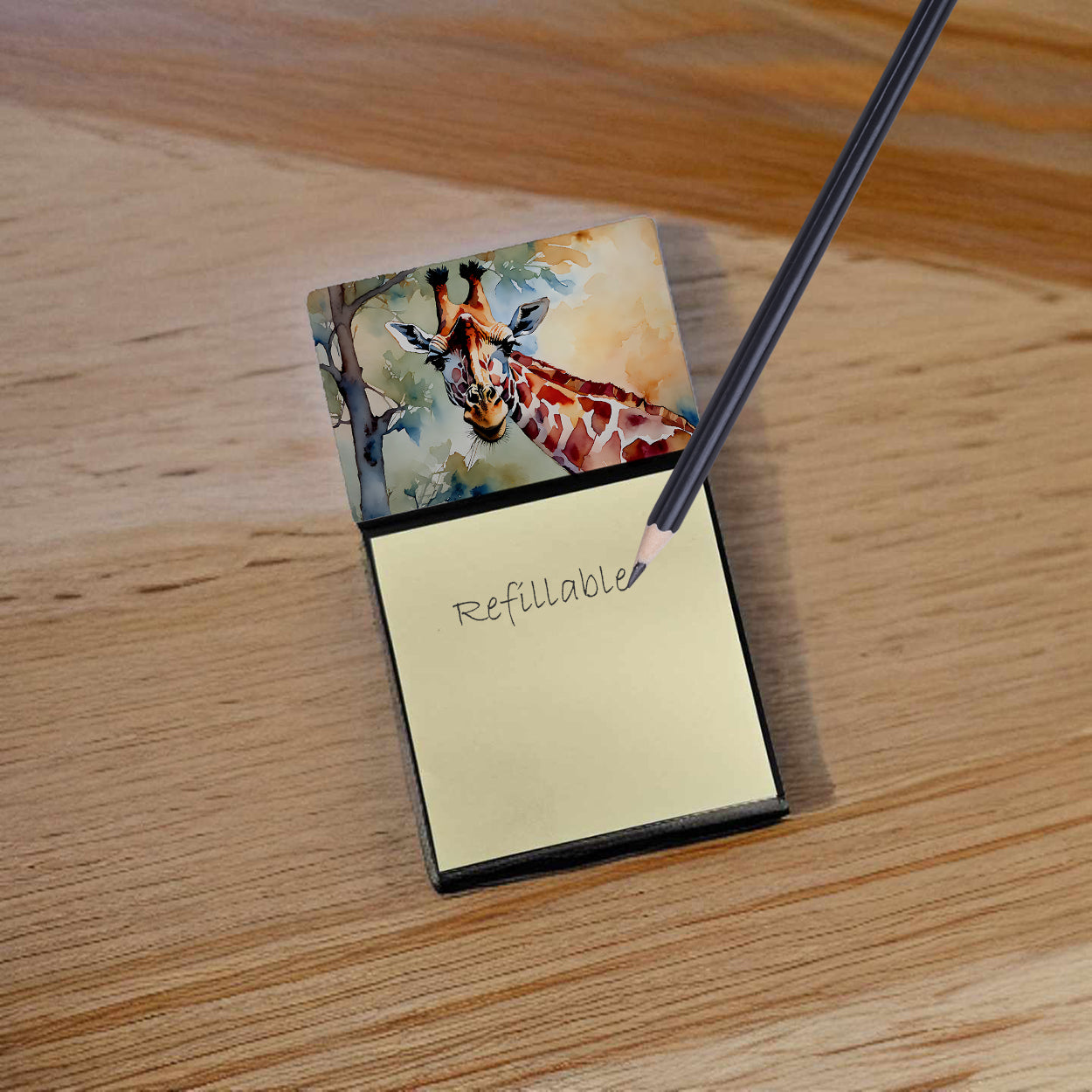 Caroline's Treasures Giraffe Sticky Note Holder- Refiilable Desk Accessory Note Pad