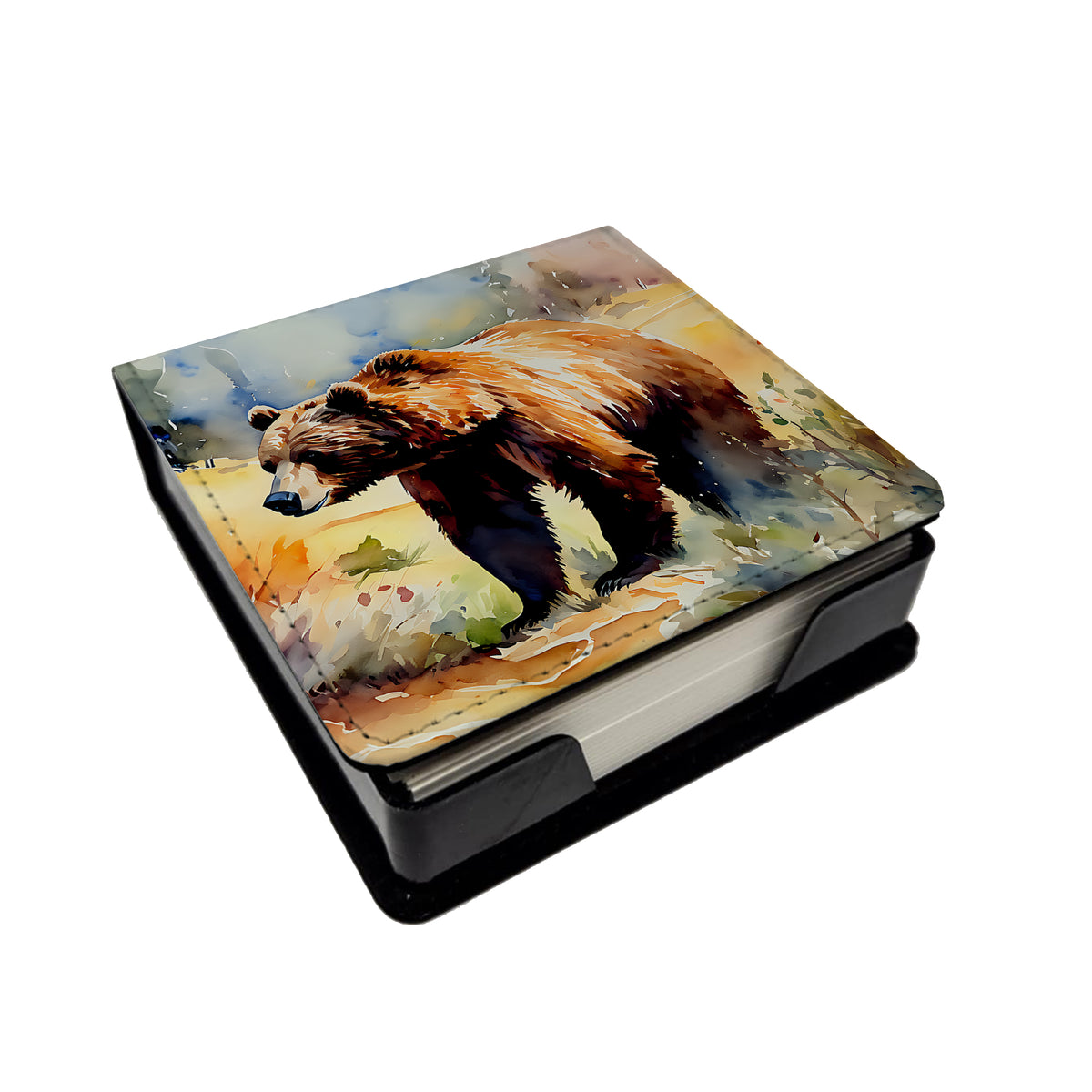 Caroline's Treasures Grizzly Bear PU Leather Note Paper Holder