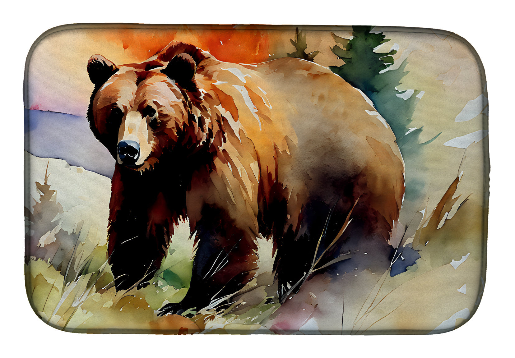 Caroline's Treasures Grizzly Bear Dish Drying Mat