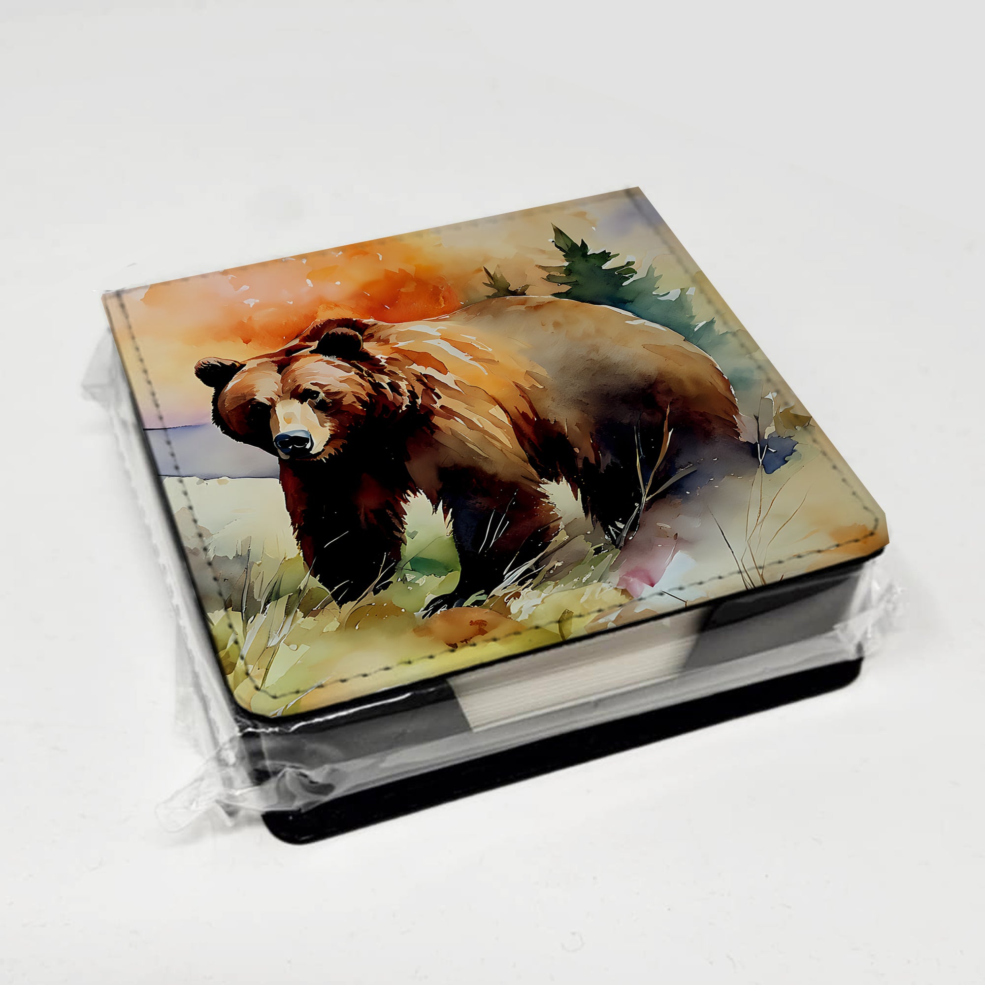 Caroline's Treasures Grizzly Bear PU Leather Note Paper Holder