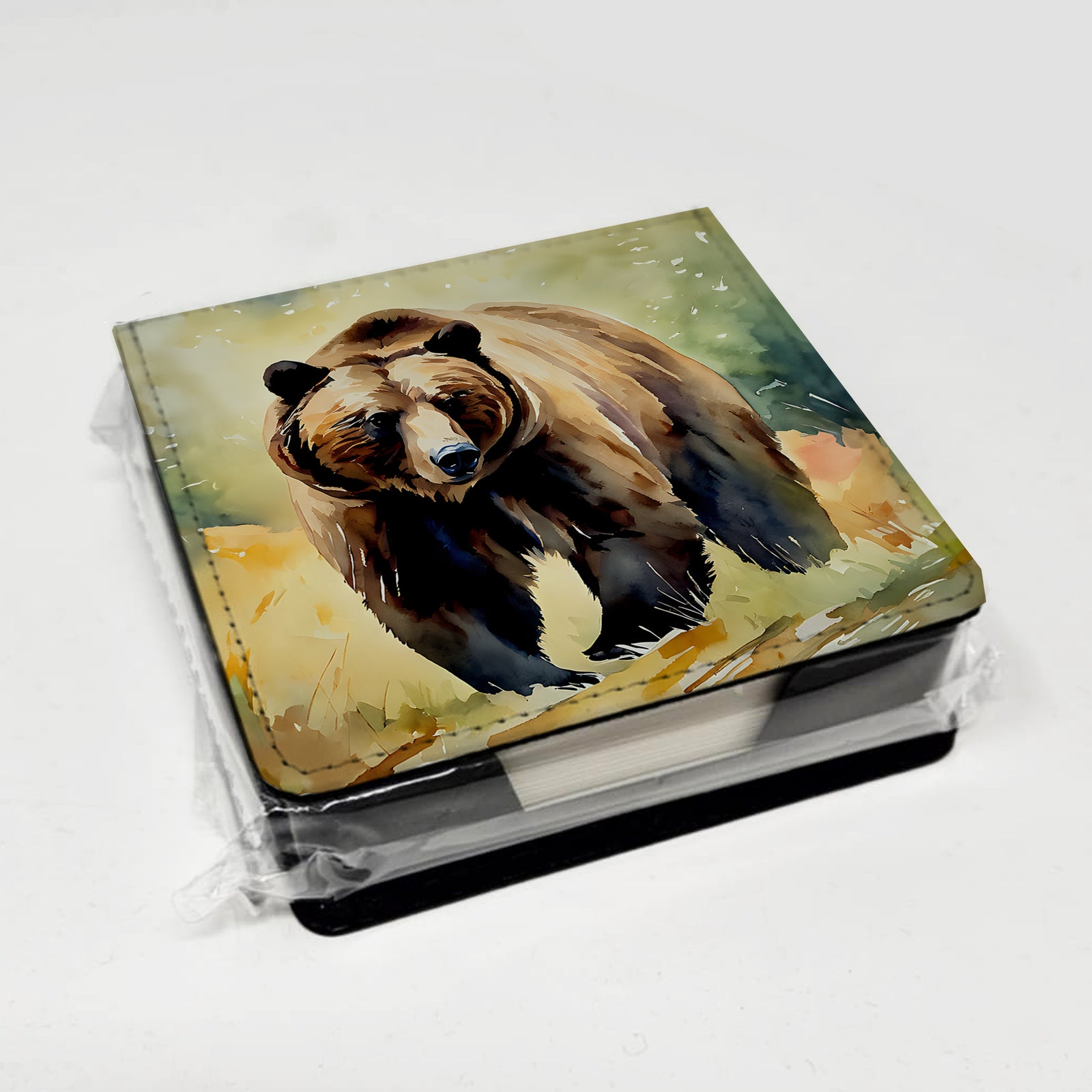 Caroline's Treasures Grizzly Bear PU Leather Note Paper Holder