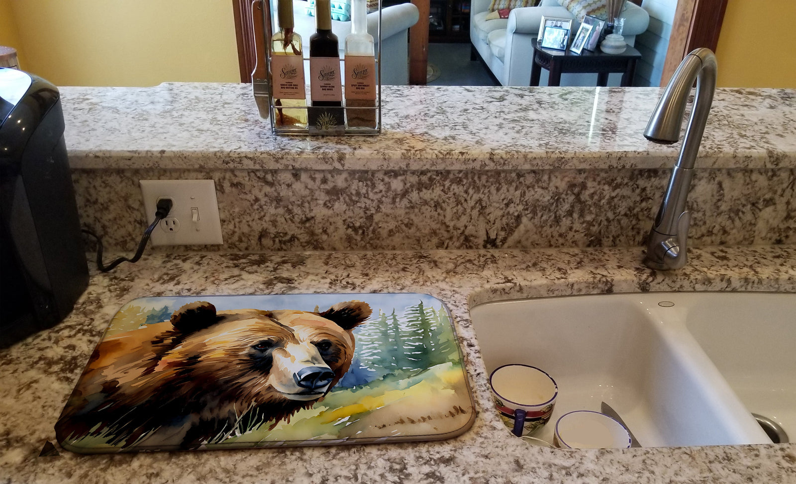 Caroline's Treasures Grizzly Bear Dish Drying Mat