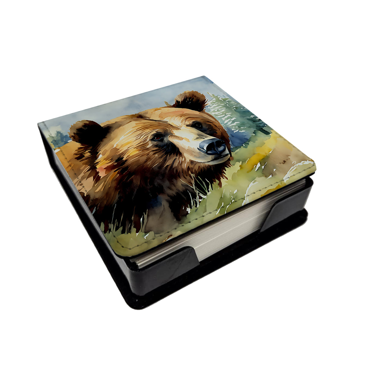 Caroline's Treasures Grizzly Bear PU Leather Note Paper Holder