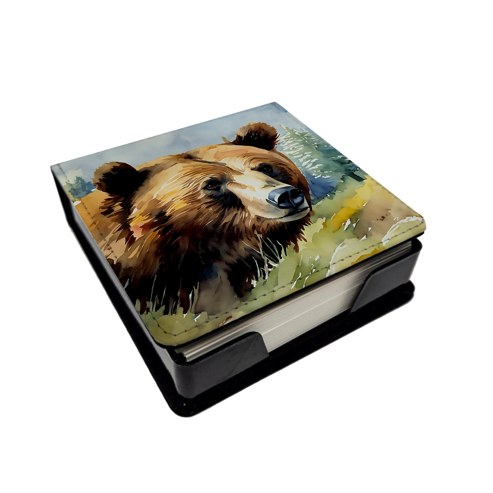 Caroline's Treasures Grizzly Bear PU Leather Note Paper Holder