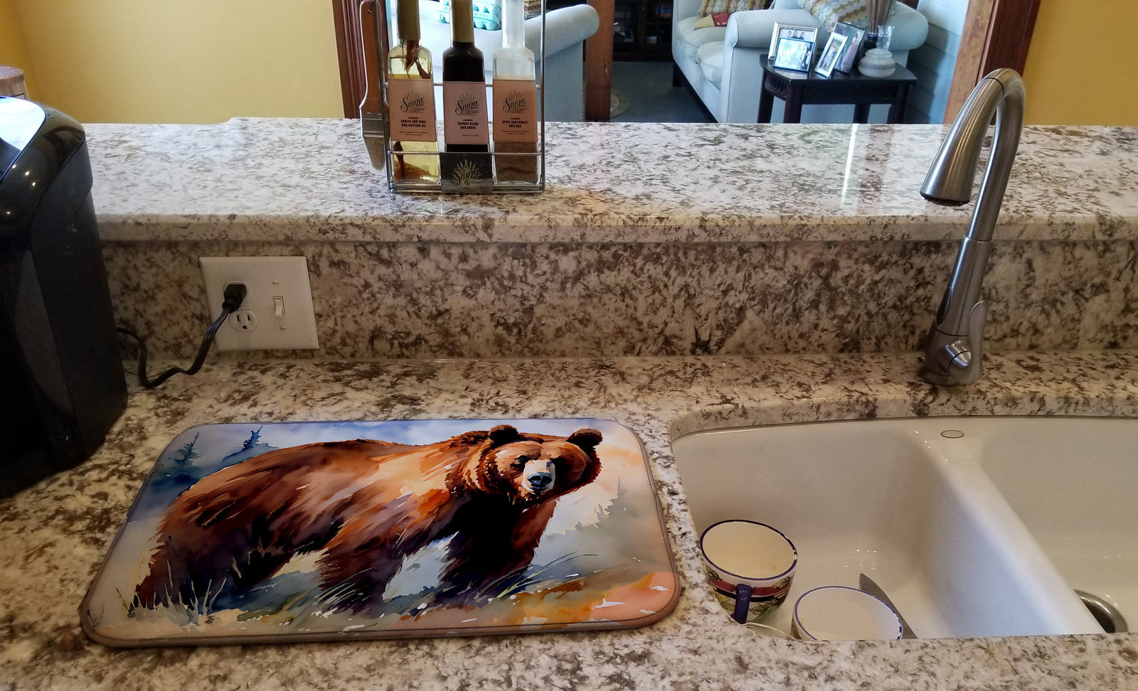 Caroline's Treasures Grizzly Bear Dish Drying Mat