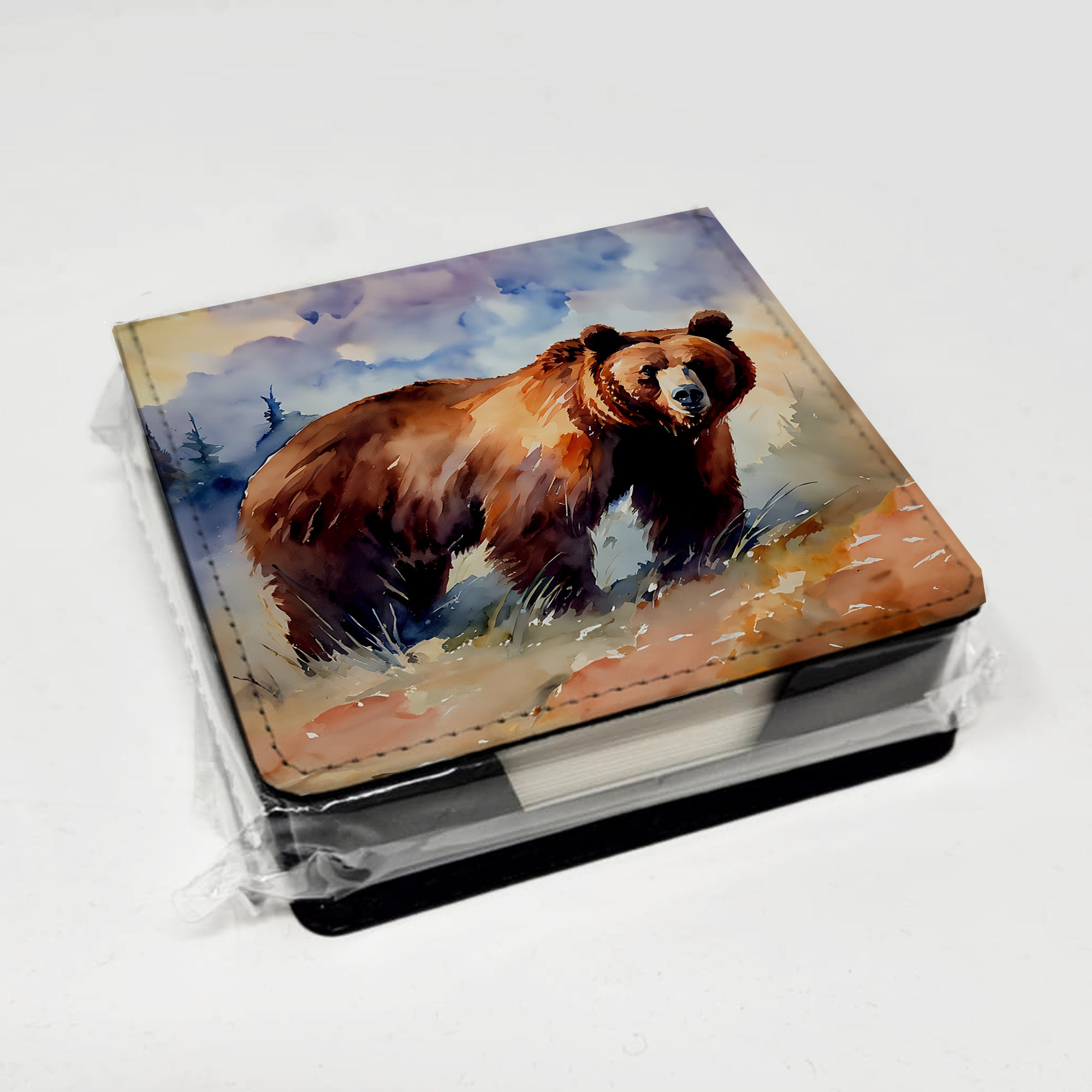 Caroline's Treasures Grizzly Bear PU Leather Note Paper Holder