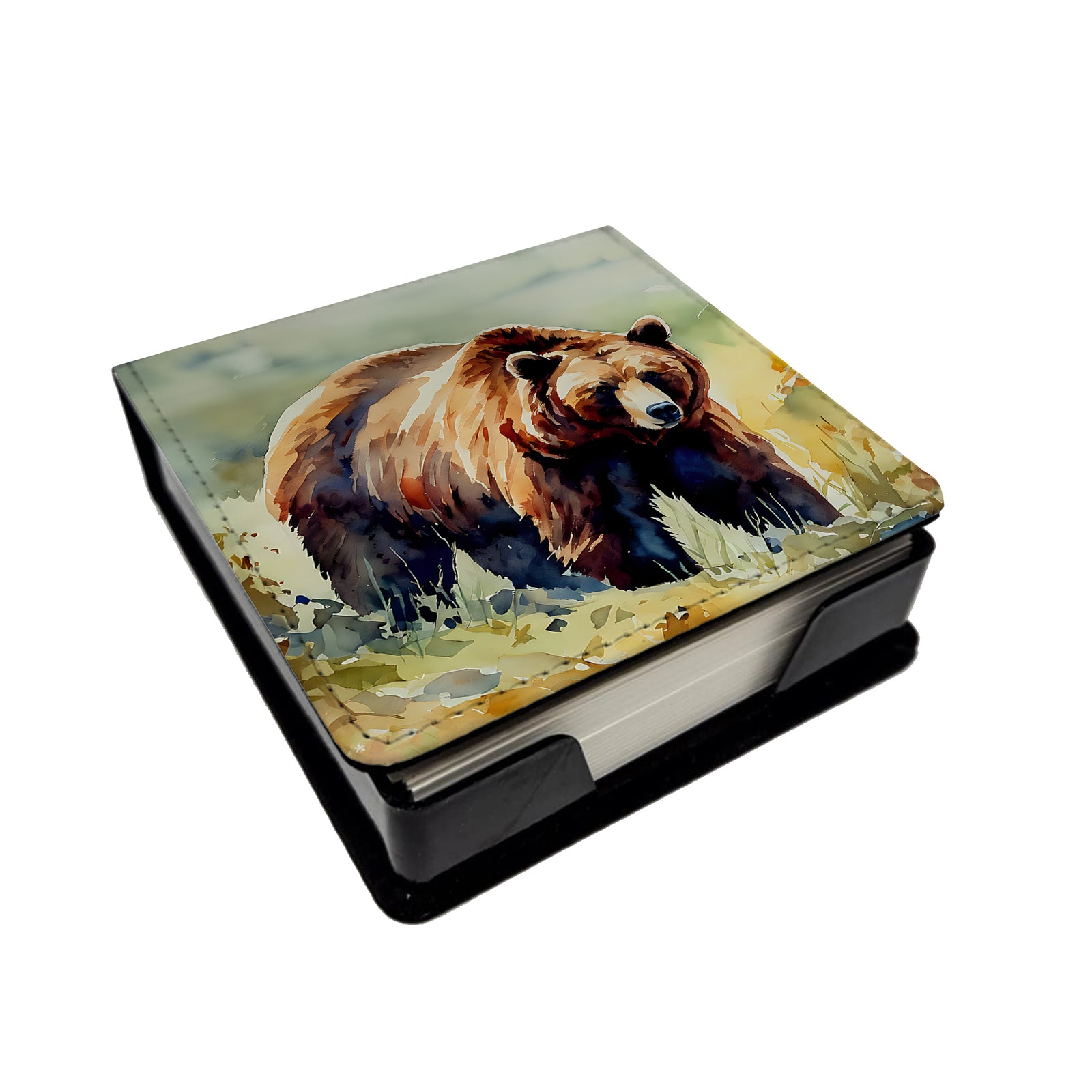 Caroline's Treasures Grizzly Bear PU Leather Note Paper Holder