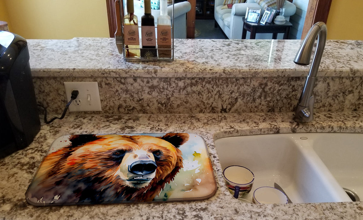 Caroline's Treasures Grizzly Bear Dish Drying Mat
