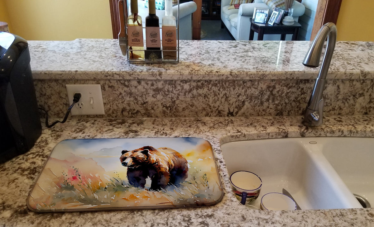 Caroline's Treasures Grizzly Bear Dish Drying Mat