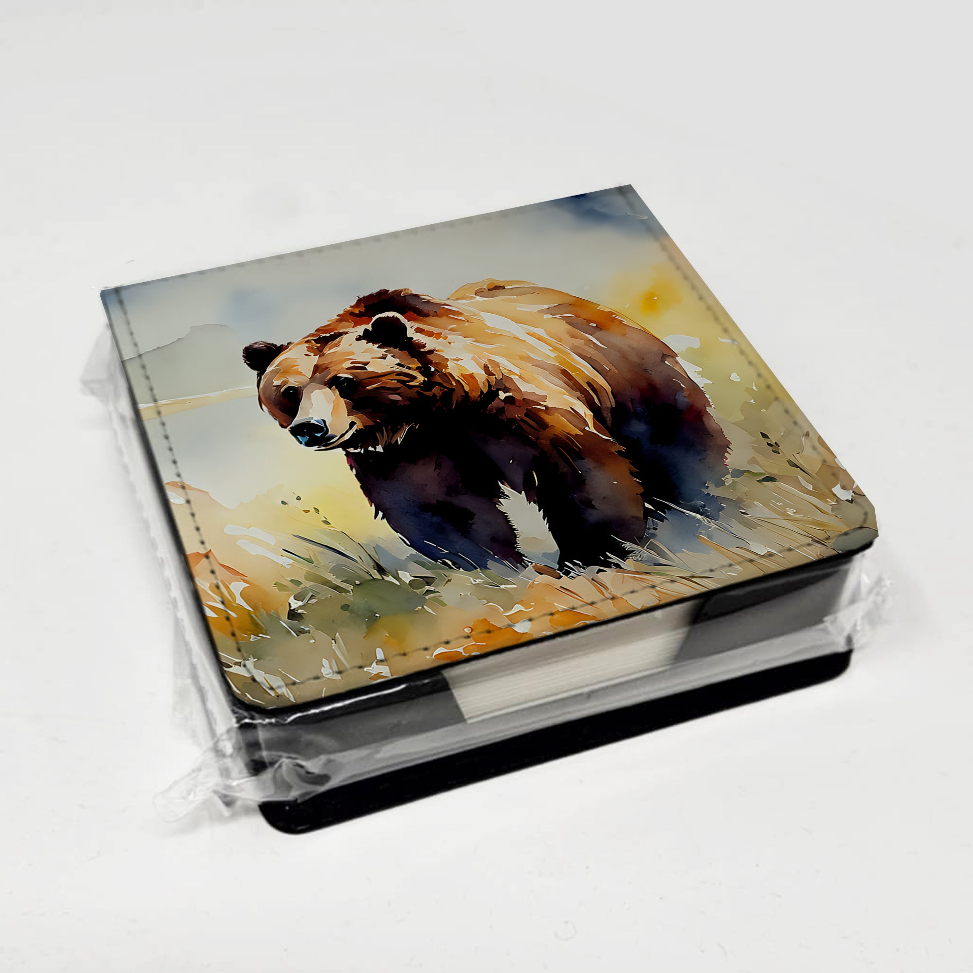 Caroline's Treasures Grizzly Bear PU Leather Note Paper Holder