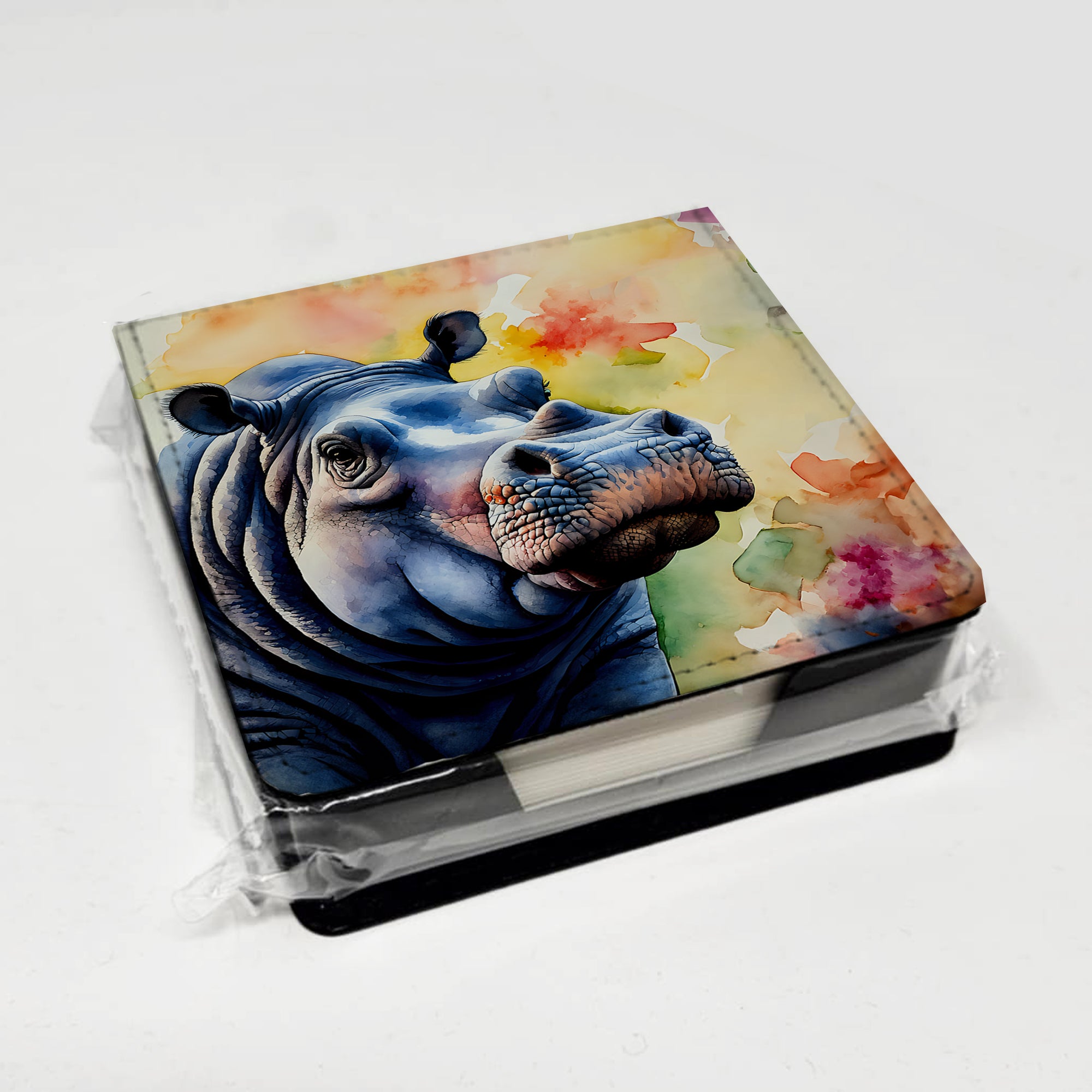 Caroline's Treasures Hippopotamus PU Leather Note Paper Holder