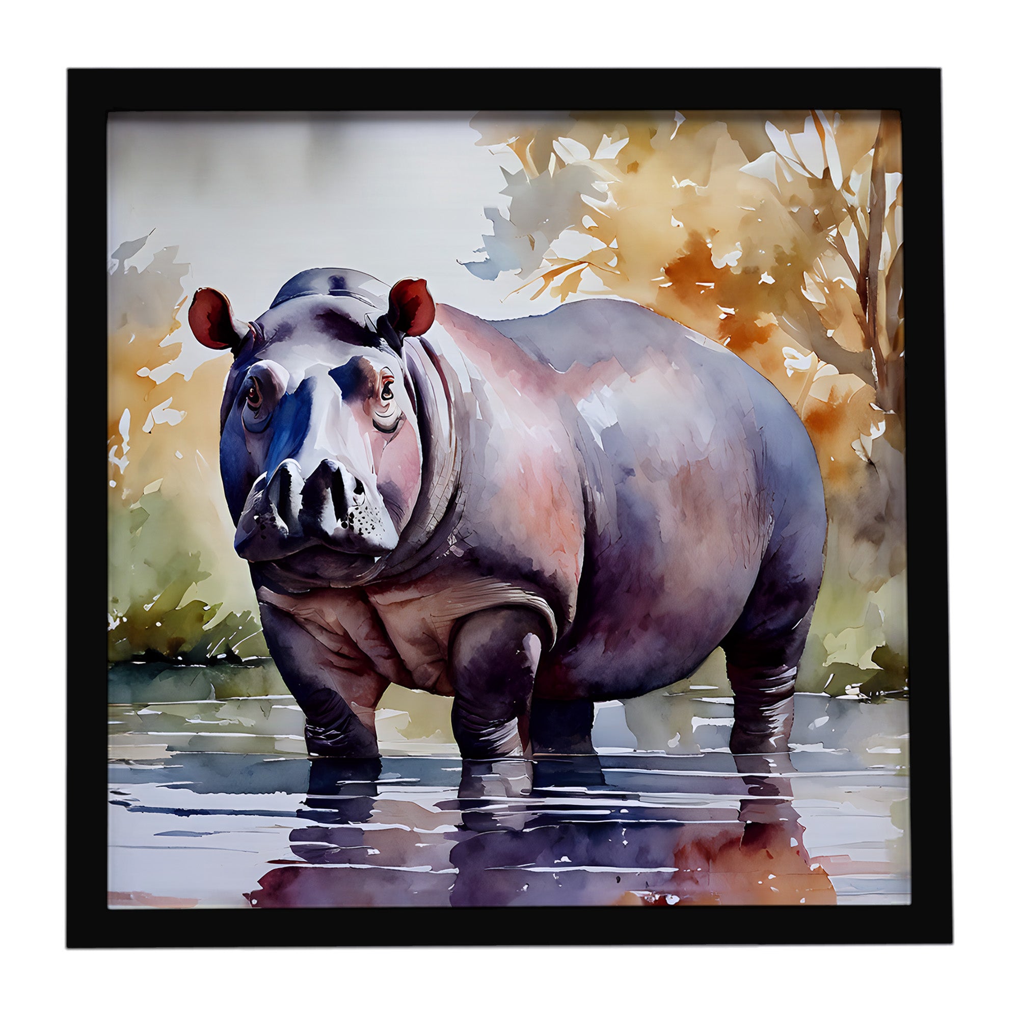 Caroline's Treasures Hippopotamus Framed Metal Print