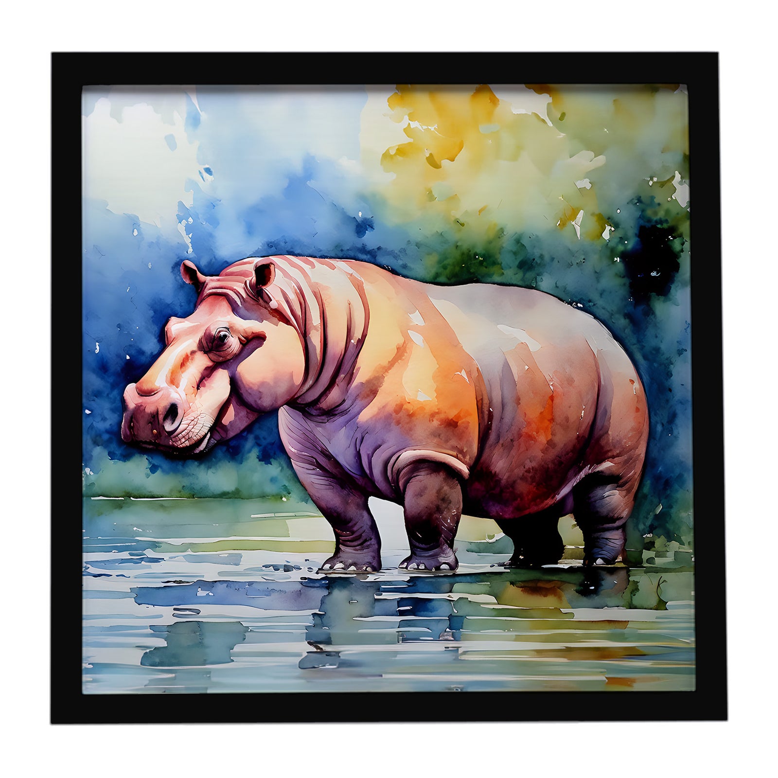 Caroline's Treasures Hippopotamus Framed Metal Print