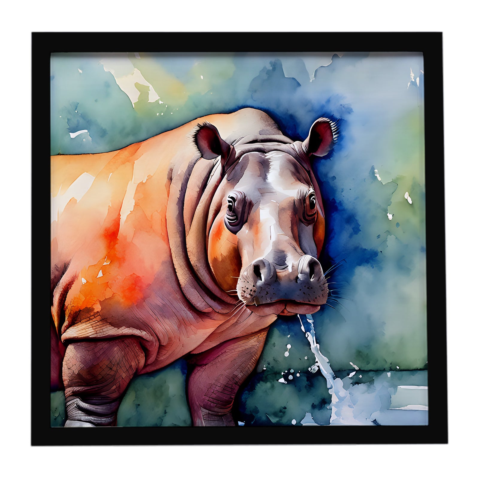 Caroline's Treasures Hippopotamus Framed Metal Print