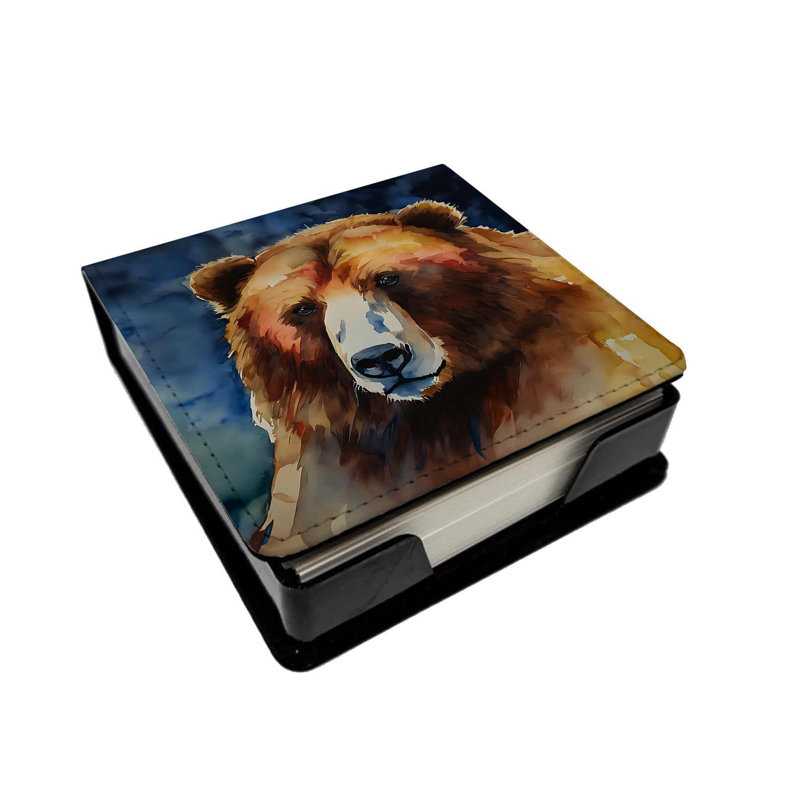 Caroline's Treasures Kodiak Bear PU Leather Note Paper Holder