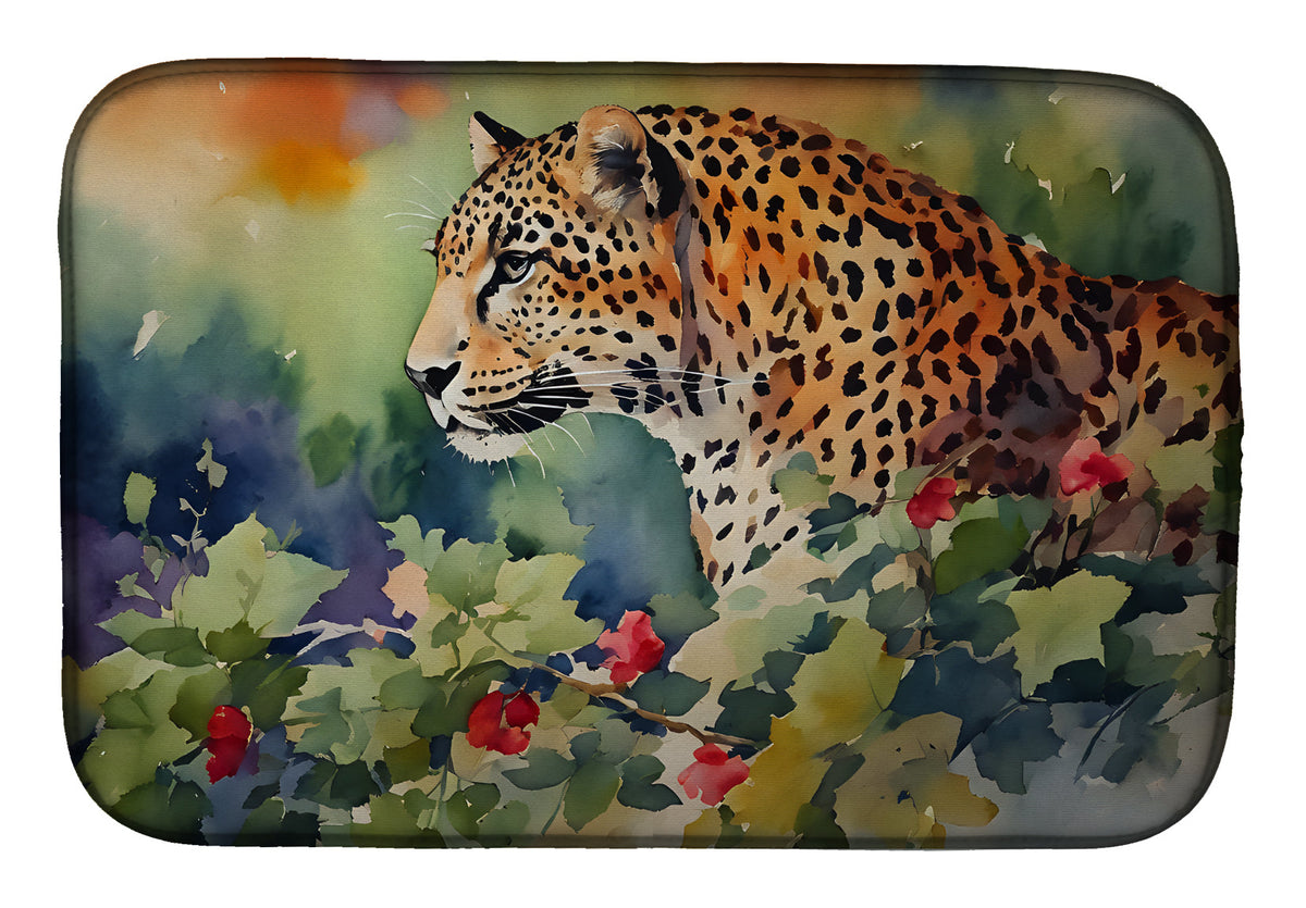 Caroline's Treasures Leopard Dish Drying Mat